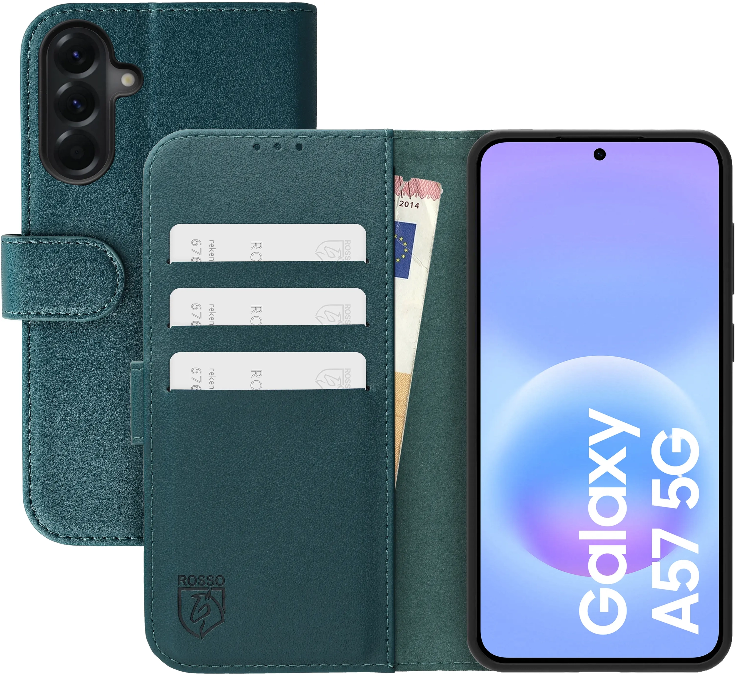 Rosso Element Modern Samsung Galaxy A57 Hoesje Book Case Wallet Groen afbeelding 1