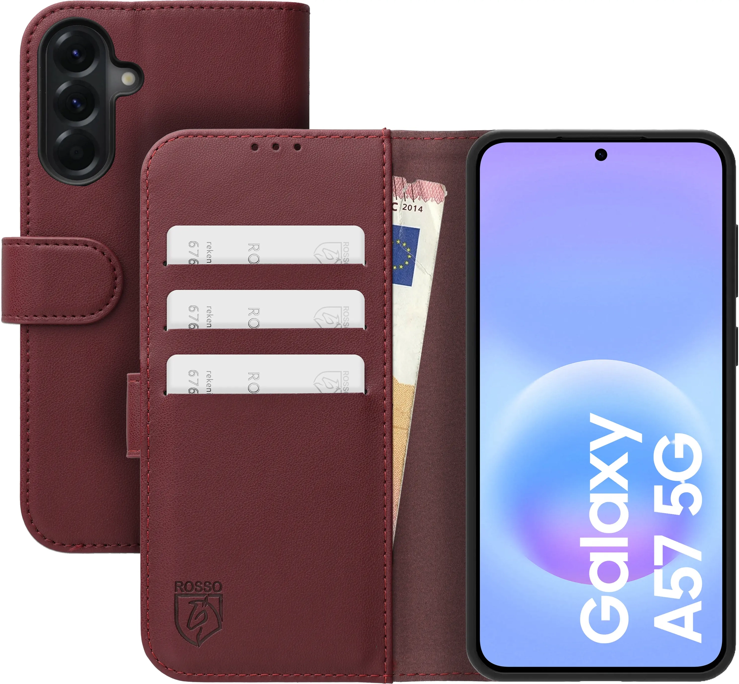 Rosso Element Modern Samsung Galaxy A57 Hoesje Book Case Wallet Burgundy afbeelding 1