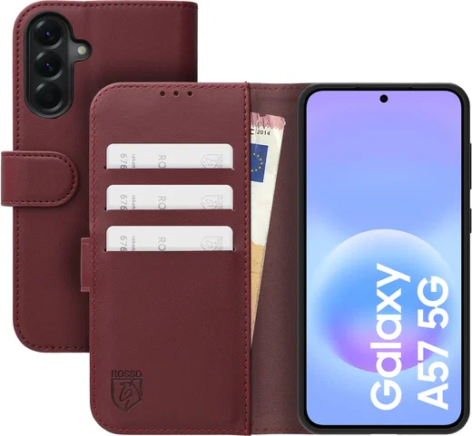 Rosso Element Modern Samsung Galaxy A57 Hoesje Book Case Wallet Burgundy afbeelding 1