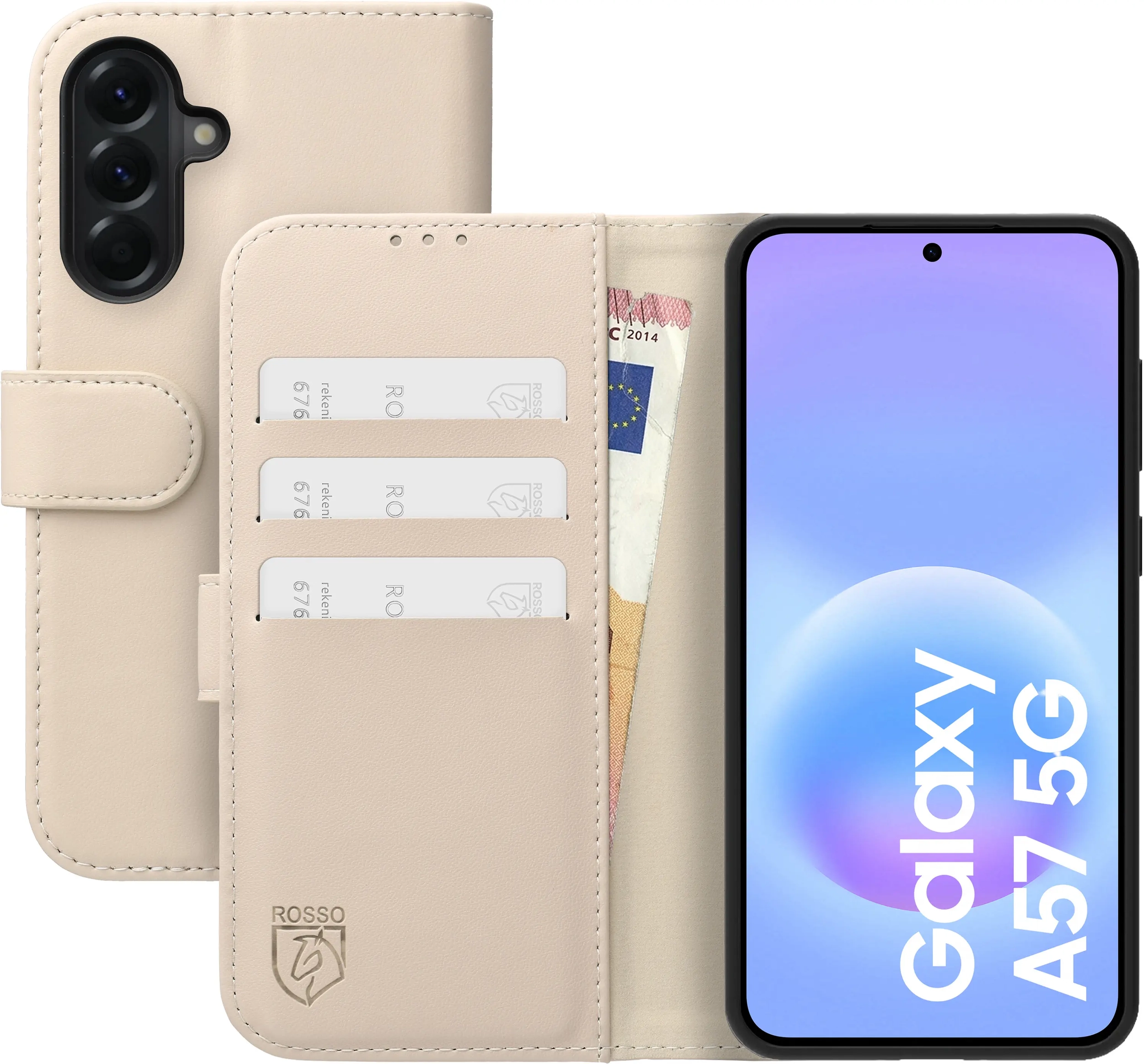 Rosso Element Modern Samsung Galaxy A57 Hoesje Book Case Wallet Beige afbeelding 1