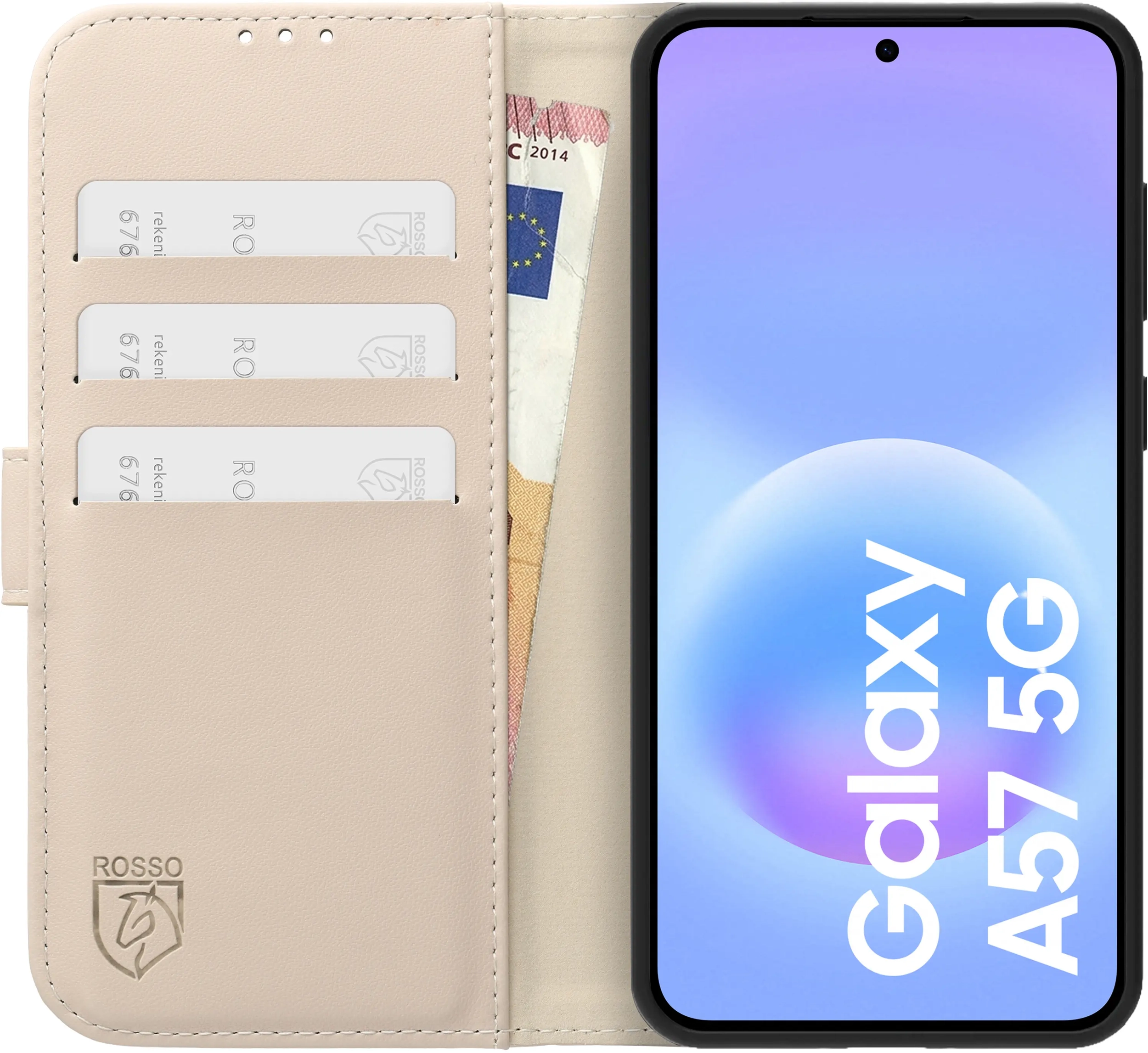 Rosso Element Modern Samsung Galaxy A57 Hoesje Book Case Wallet Beige afbeelding 3