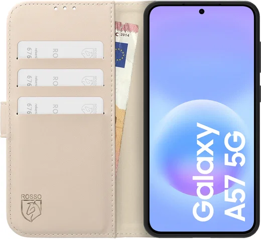 Rosso Element Modern Samsung Galaxy A57 Hoesje Book Case Wallet Beige afbeelding 3