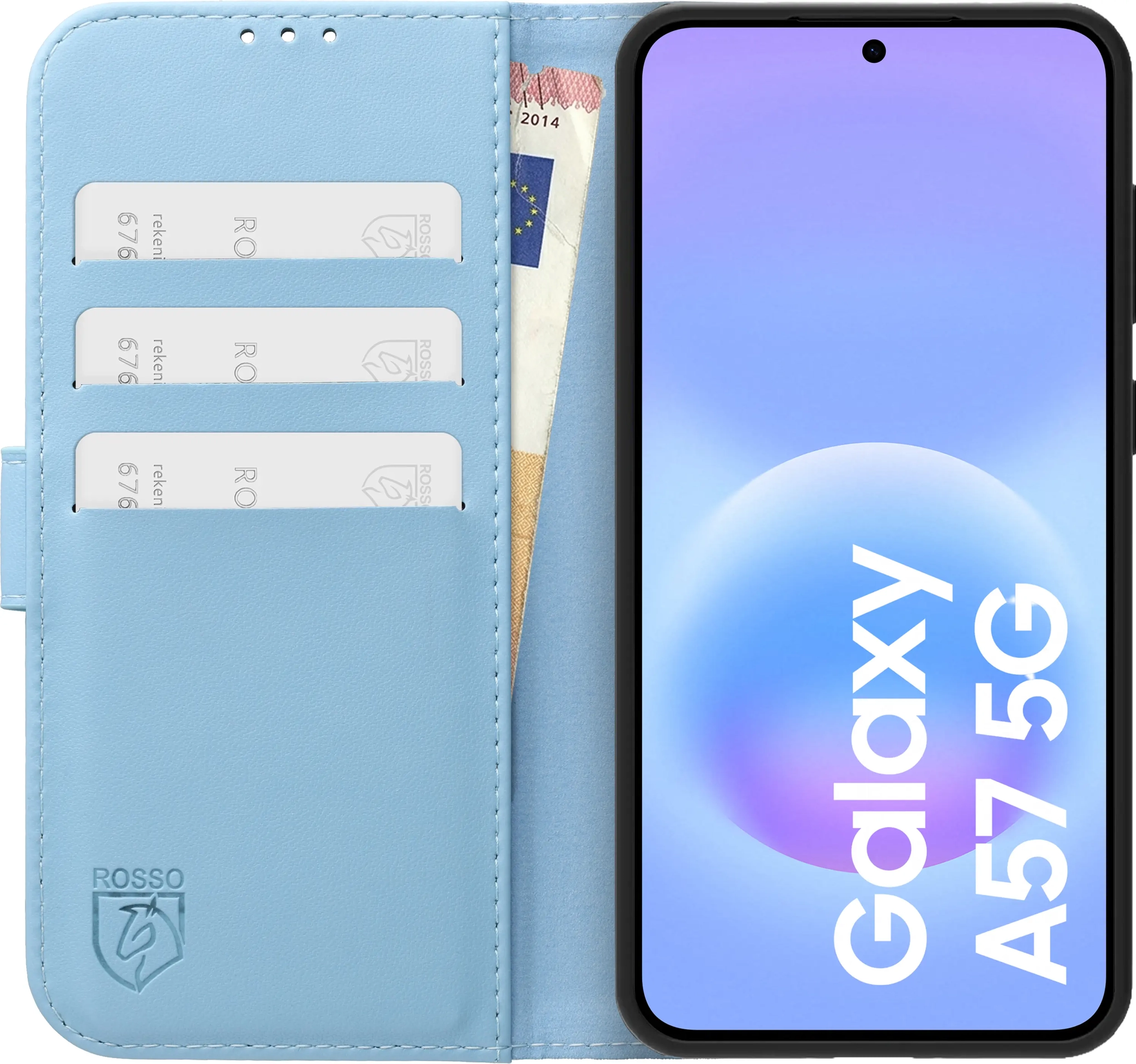 Rosso Element Modern Samsung Galaxy A57 Hoesje Book Case Wallet Licht Blauw afbeelding 3