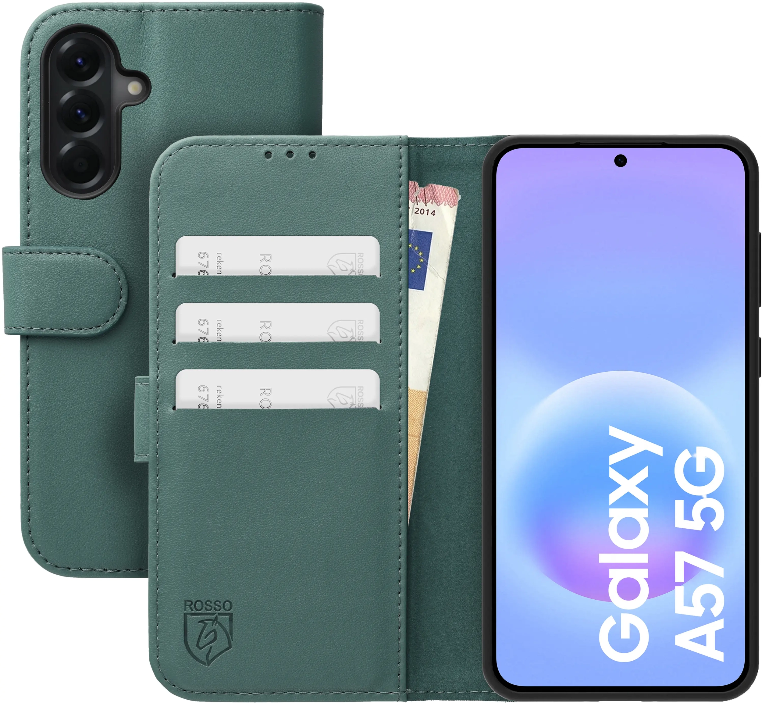 Rosso Element Modern Samsung Galaxy A57 Hoesje Book Case Wallet Licht Groen afbeelding 1
