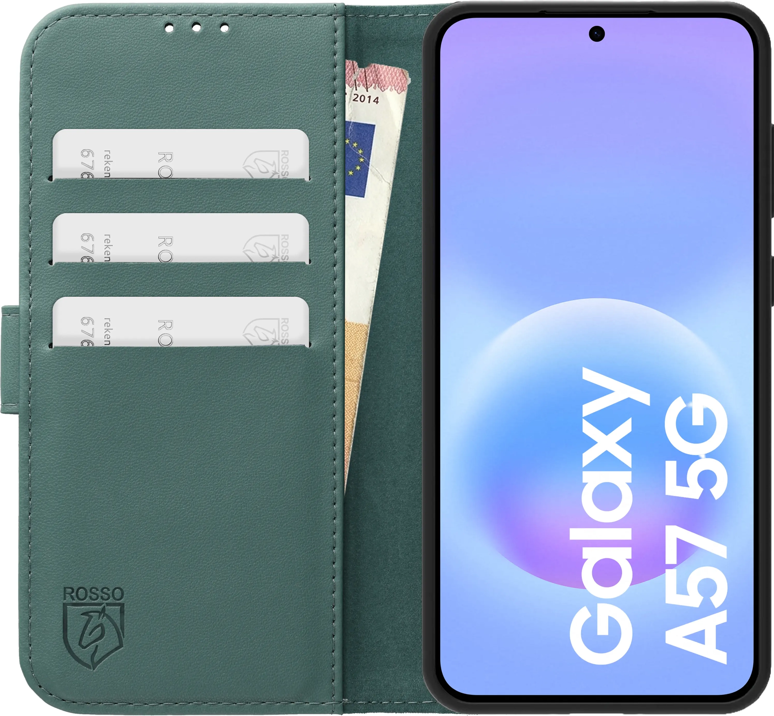 Rosso Element Modern Samsung Galaxy A57 Hoesje Book Case Wallet Licht Groen afbeelding 3