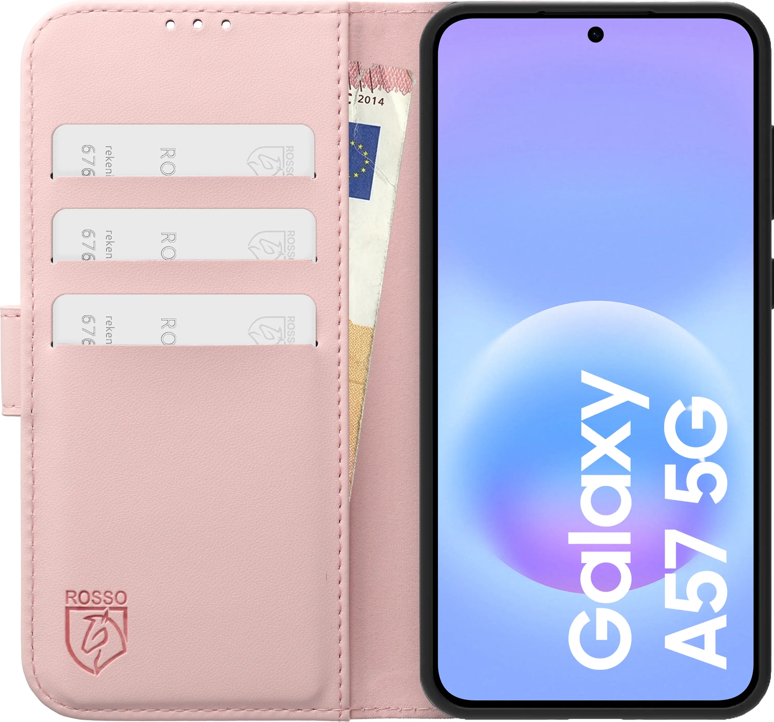 Rosso Element Modern Samsung Galaxy A57 Hoesje Book Case Wallet Roze afbeelding 3