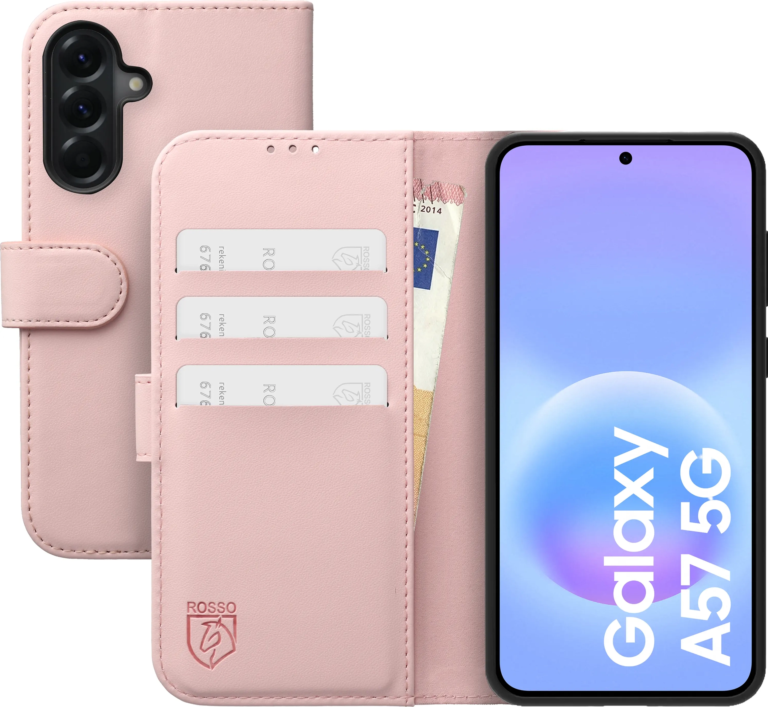 Rosso Element Modern Samsung Galaxy A57 Hoesje Book Case Wallet Roze afbeelding 1