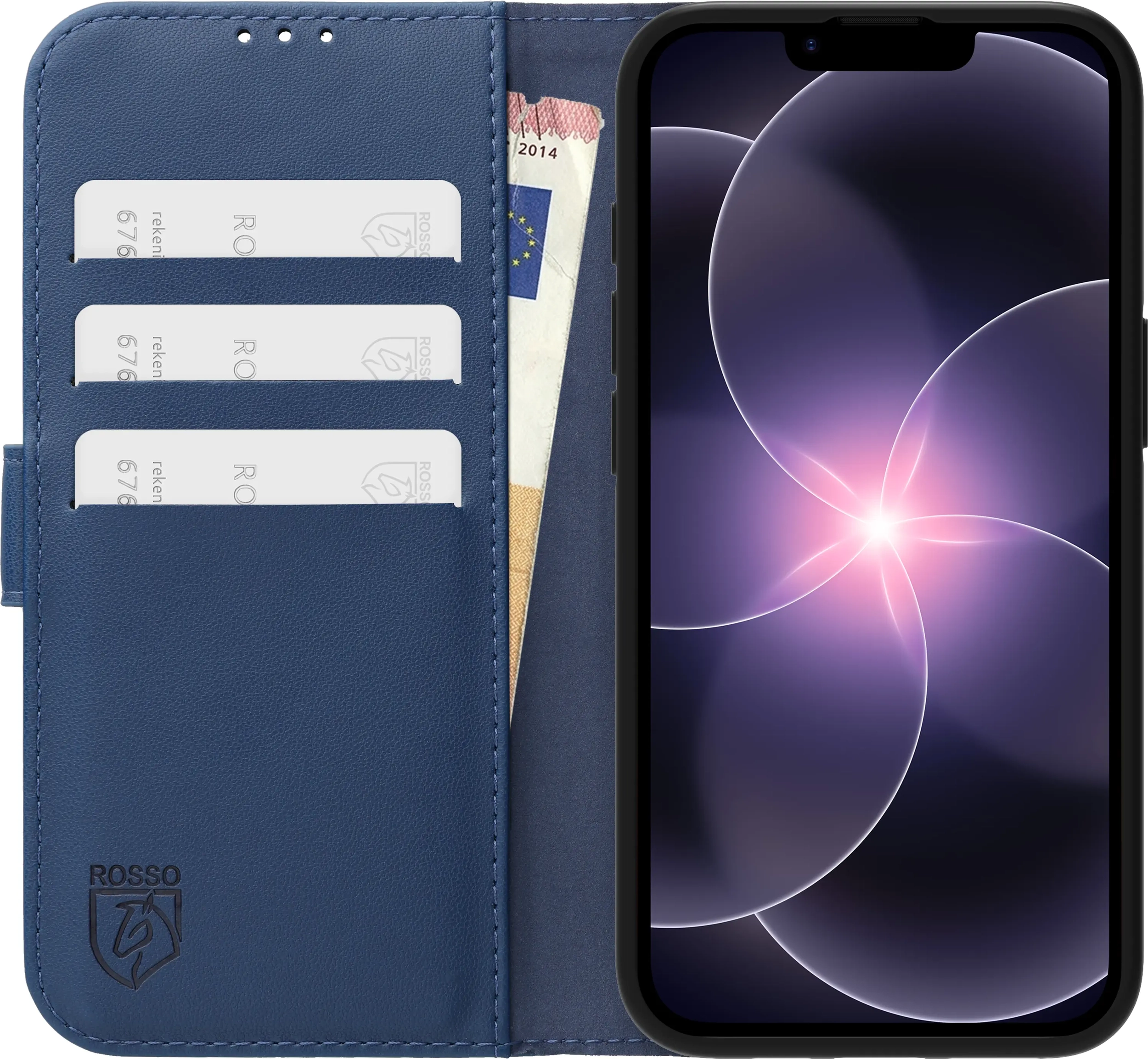 Rosso Element Modern Apple iPhone 17e / 16e Hoesje Book Case Wallet Blauw afbeelding 3