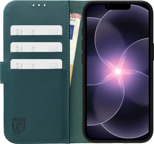 Rosso Element Modern Apple iPhone 17e / 16e Hoesje Book Case Wallet Groen afbeelding 3