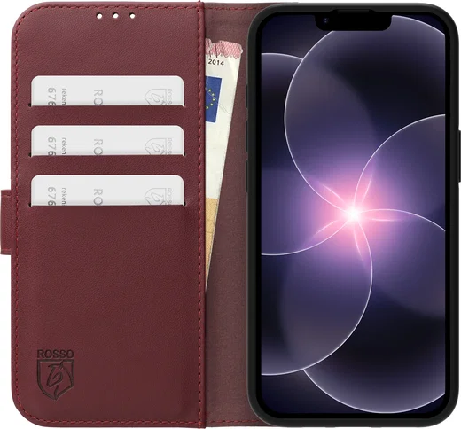 Rosso Element Modern Apple iPhone 17e / 16e Hoesje Book Case Wallet Burgundy afbeelding 3
