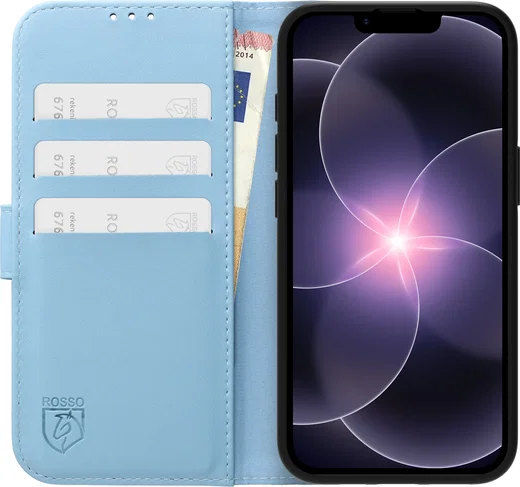 Rosso Element Modern Apple iPhone 17e / 16e Hoesje Book Case Wallet Licht Blauw afbeelding 3