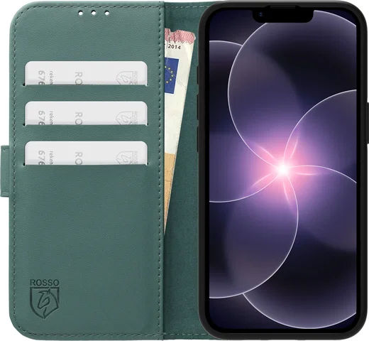 Rosso Element Modern Apple iPhone 17e / 16e Hoesje Book Case Wallet Licht Groen afbeelding 3