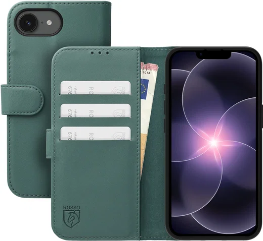 Rosso Element Modern Apple iPhone 17e / 16e Hoesje Book Case Wallet Licht Groen afbeelding 1