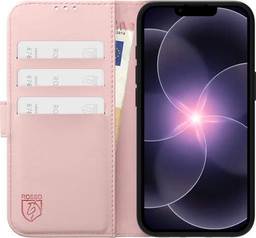 Rosso Element Modern Apple iPhone 17e / 16e Hoesje Book Case Wallet Roze afbeelding 3