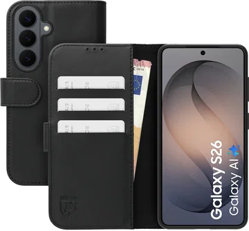 Rosso Element Modern Samsung Galaxy S26 Hoesje Book Case Wallet Zwart