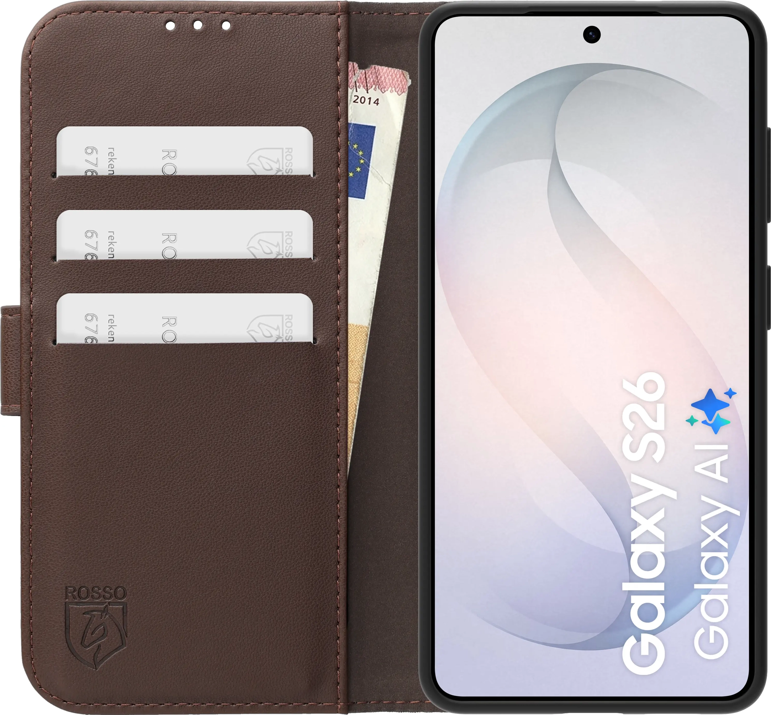 Rosso Element Modern Samsung Galaxy S26 Hoesje Book Case Wallet Bruin afbeelding 3