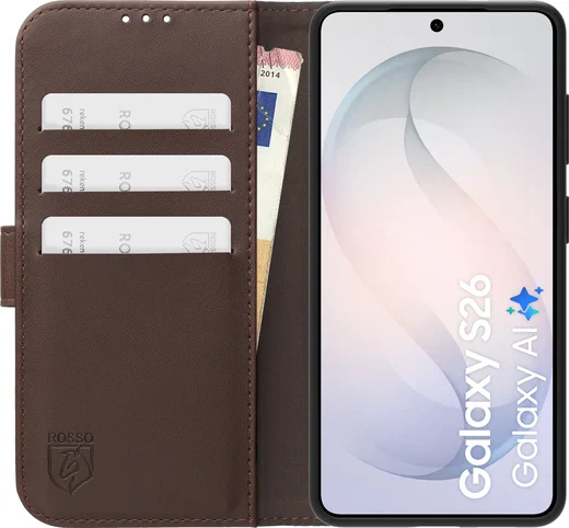 Rosso Element Modern Samsung Galaxy S26 Hoesje Book Case Wallet Bruin afbeelding 3
