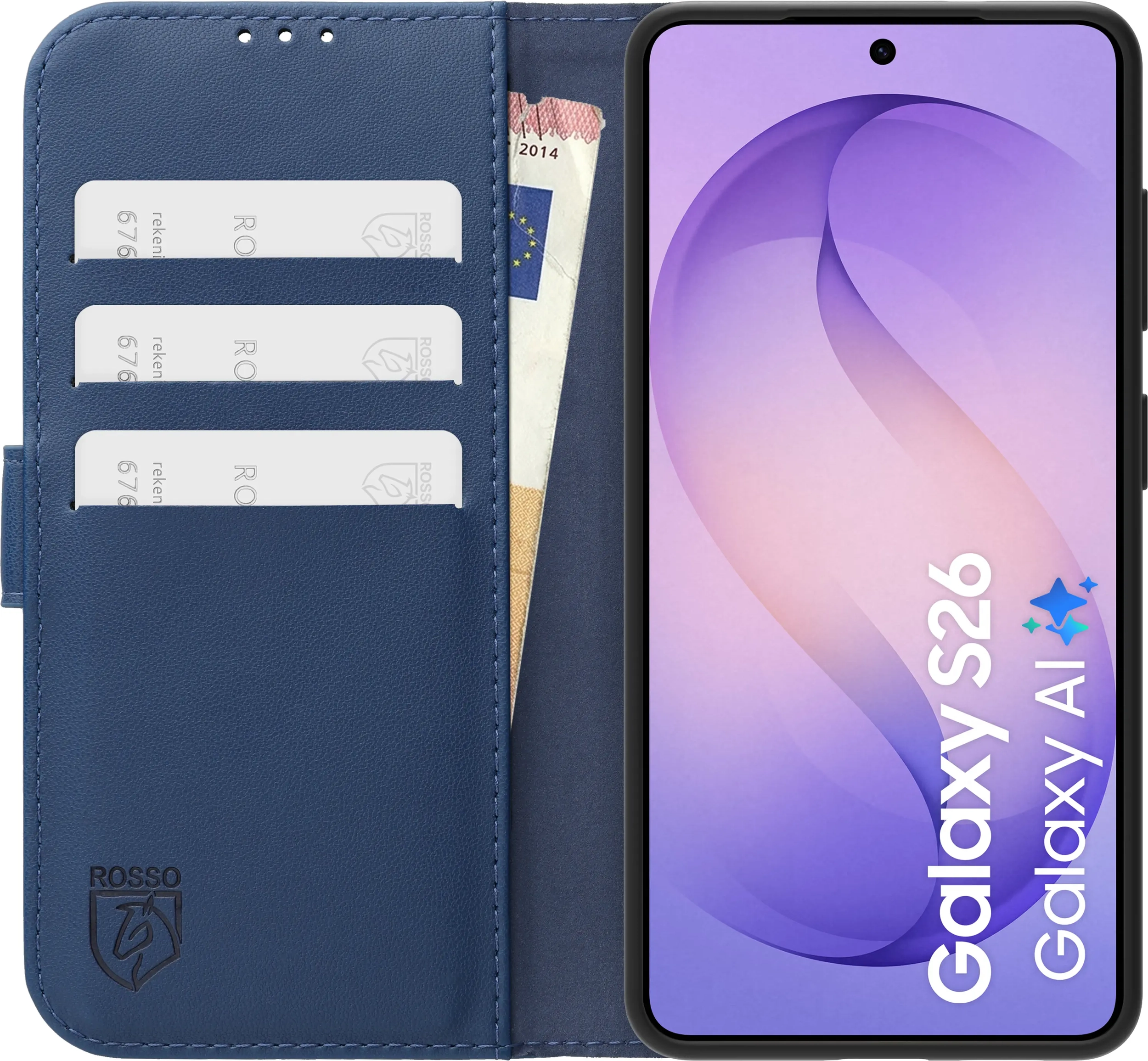 Rosso Element Modern Samsung Galaxy S26 Hoesje Book Case Wallet Blauw afbeelding 3