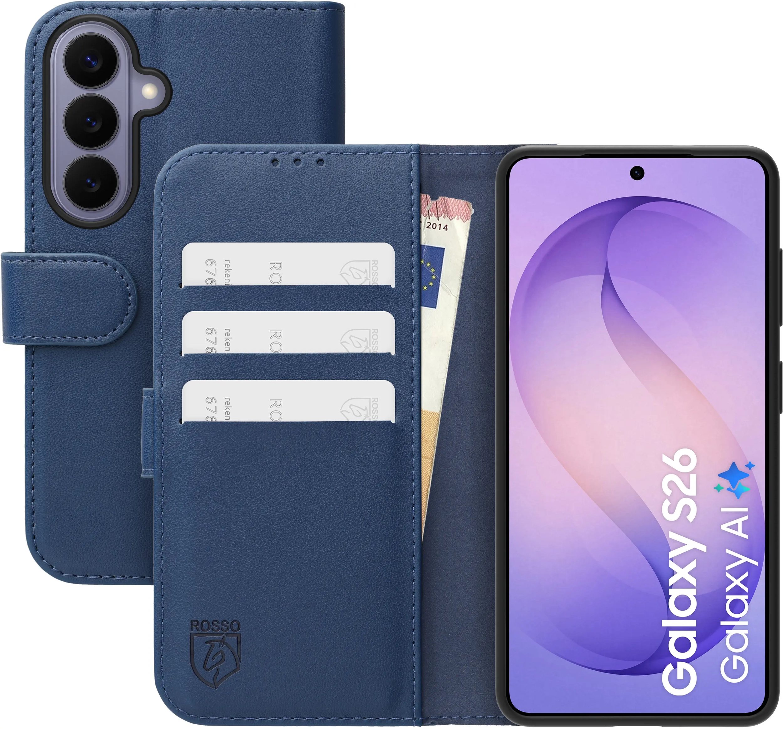 Rosso Element Modern Samsung Galaxy S26 Hoesje Book Case Wallet Blauw afbeelding 1