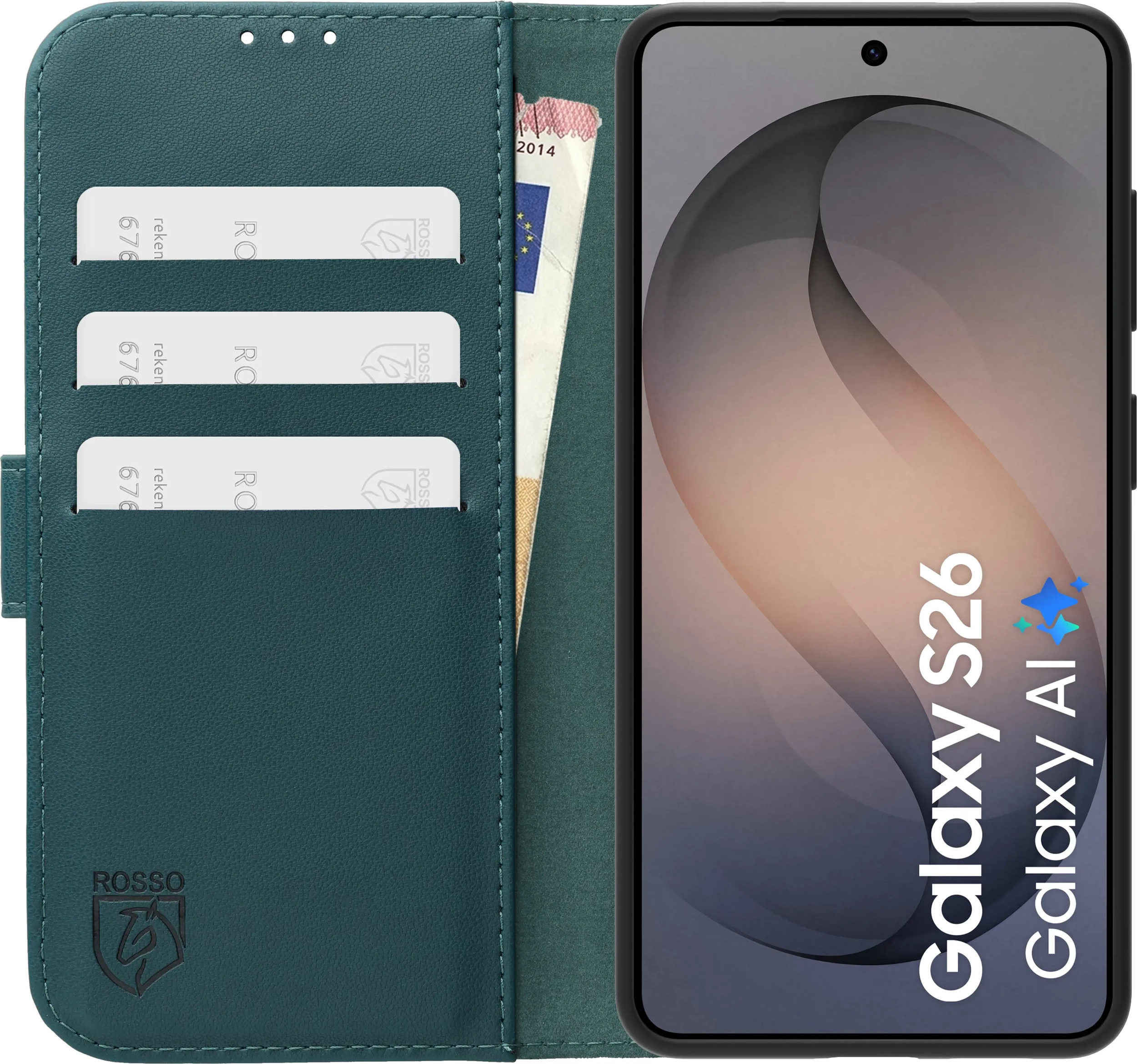 Rosso Element Modern Samsung Galaxy S26 Hoesje Book Case Wallet Groen afbeelding 3
