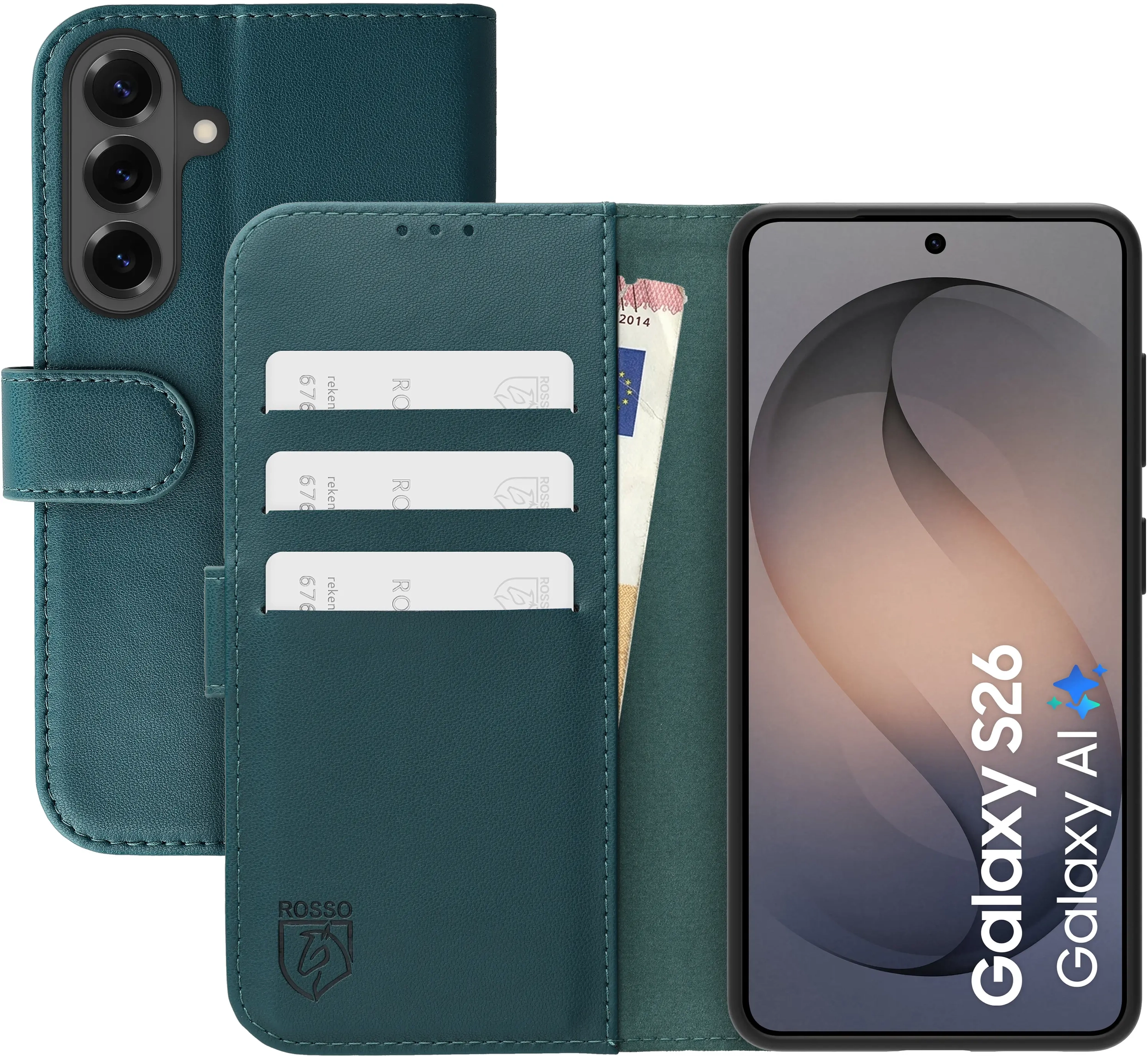 Rosso Element Modern Samsung Galaxy S26 Hoesje Book Case Wallet Groen afbeelding 1