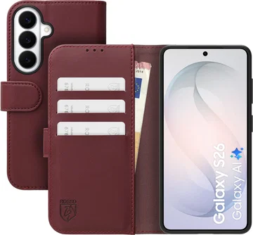 Rosso Element Modern Samsung Galaxy S26 Hoesje Book Case Wallet Burgundy