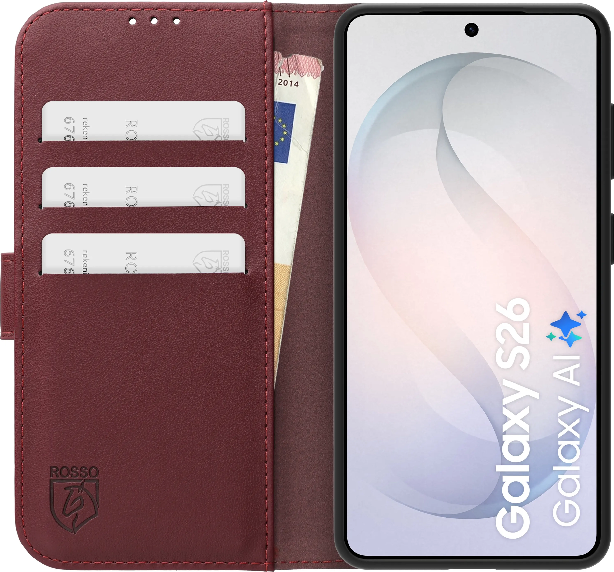 Rosso Element Modern Samsung Galaxy S26 Hoesje Book Case Wallet Burgundy afbeelding 3