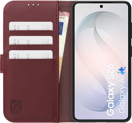 Rosso Element Modern Samsung Galaxy S26 Hoesje Book Case Wallet Burgundy afbeelding 3