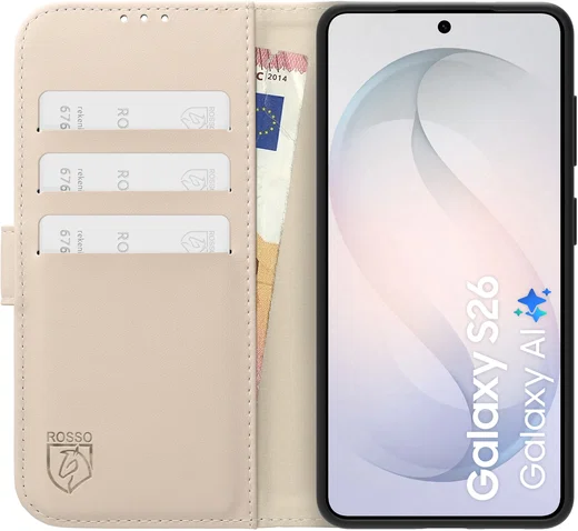 Rosso Element Modern Samsung Galaxy S26 Hoesje Book Case Wallet Beige afbeelding 3
