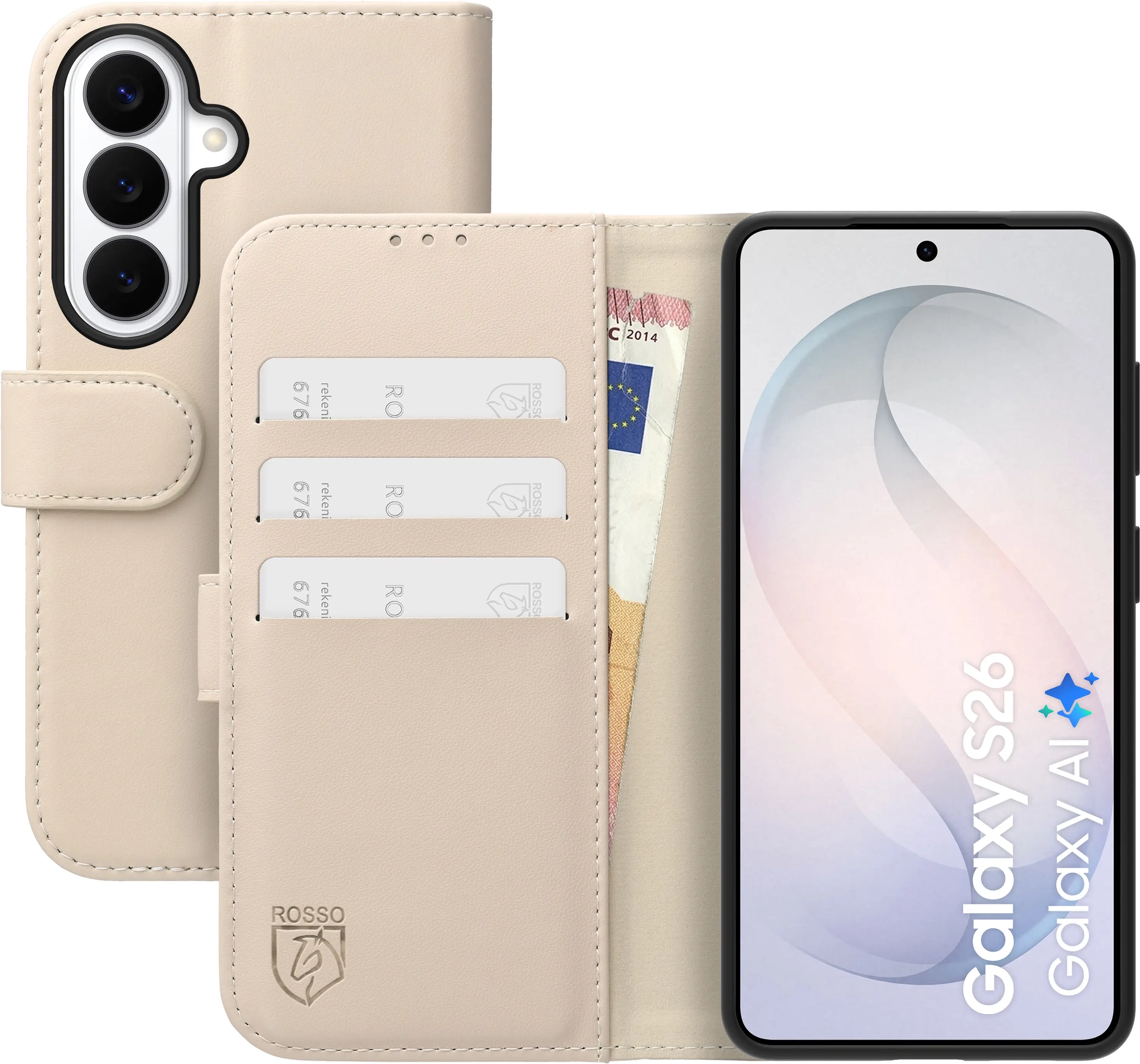 Rosso Element Modern Samsung Galaxy S26 Hoesje Book Case Wallet Beige afbeelding 1