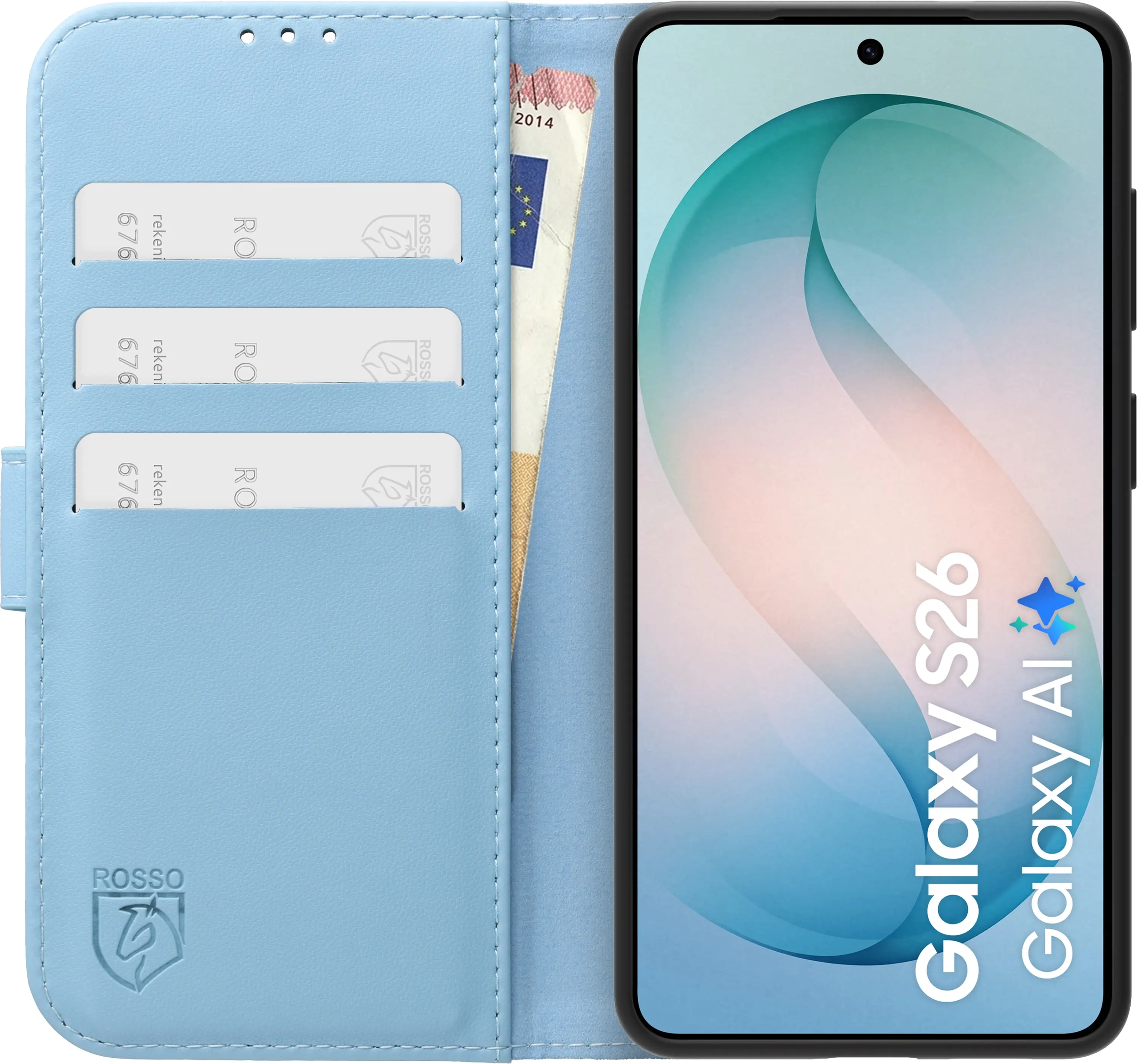 Rosso Element Modern Samsung Galaxy S26 Hoesje Book Case Wallet Licht Blauw afbeelding 3
