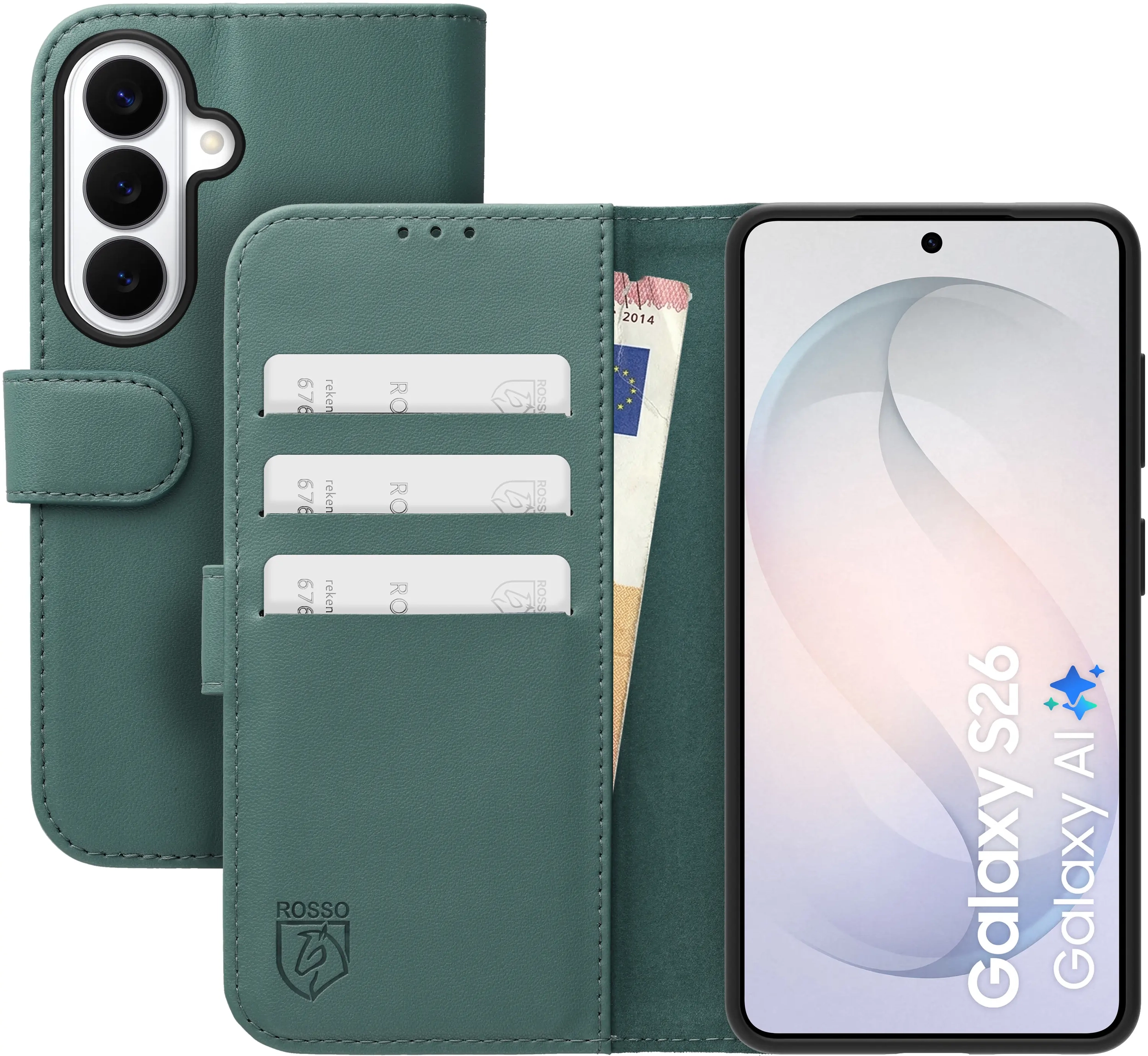 Rosso Element Modern Samsung Galaxy S26 Hoesje Book Case Wallet Licht Groen afbeelding 1