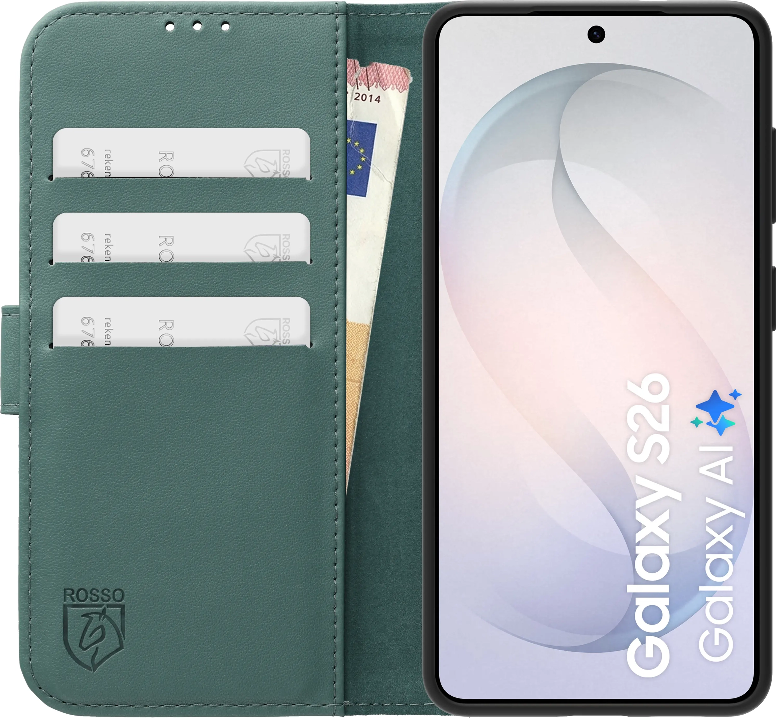Rosso Element Modern Samsung Galaxy S26 Hoesje Book Case Wallet Licht Groen afbeelding 3