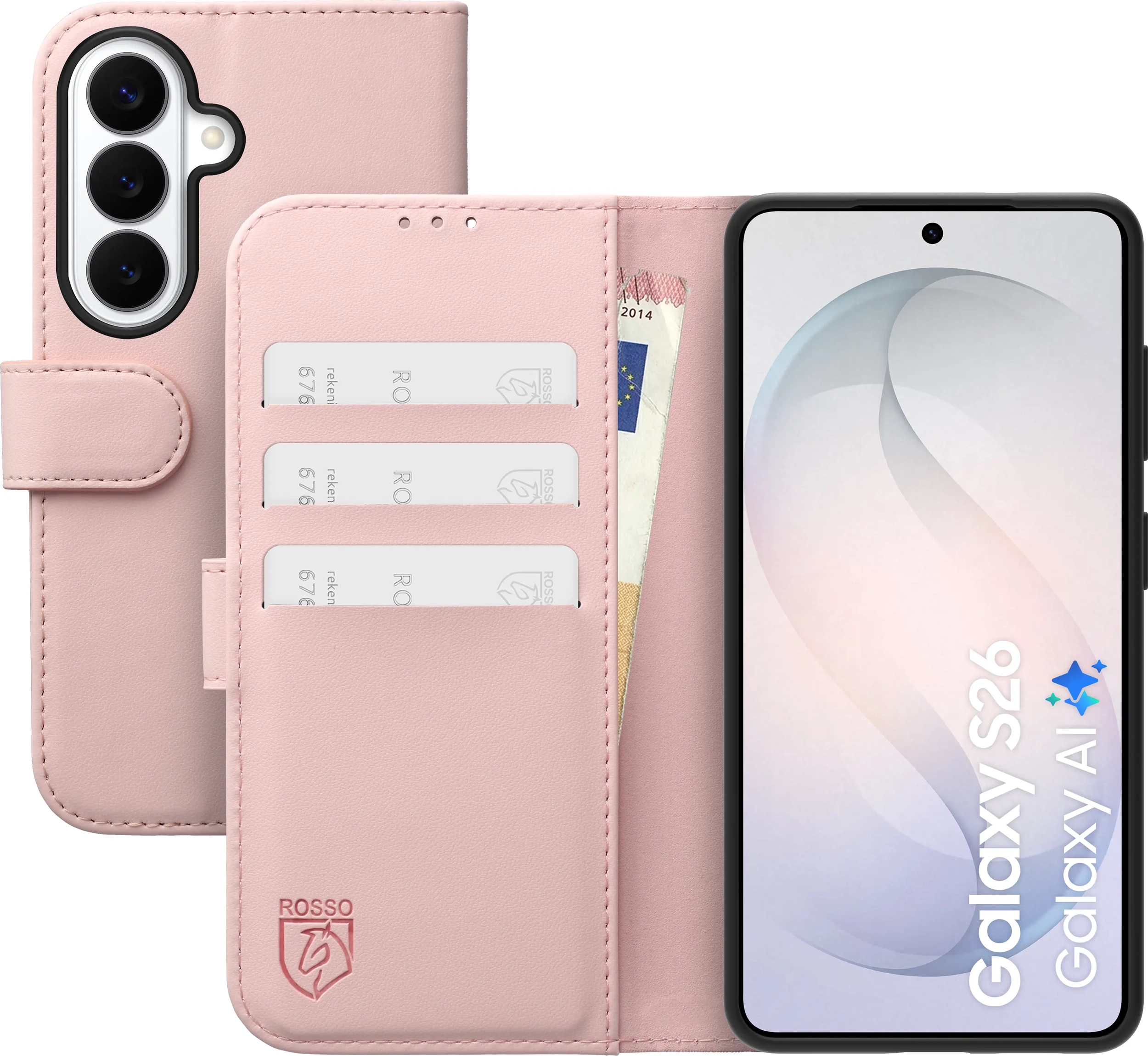 Rosso Element Modern Samsung Galaxy S26 Hoesje Book Case Wallet Roze afbeelding 1