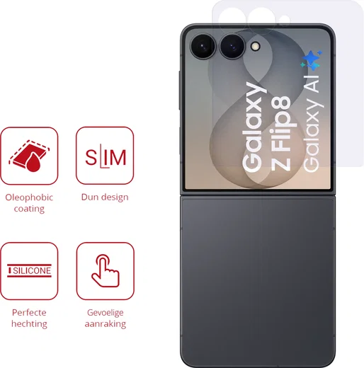 Rosso Samsung Galaxy Z Flip 8 Screen Protector Case Friendly Folie Duo Pack afbeelding 2