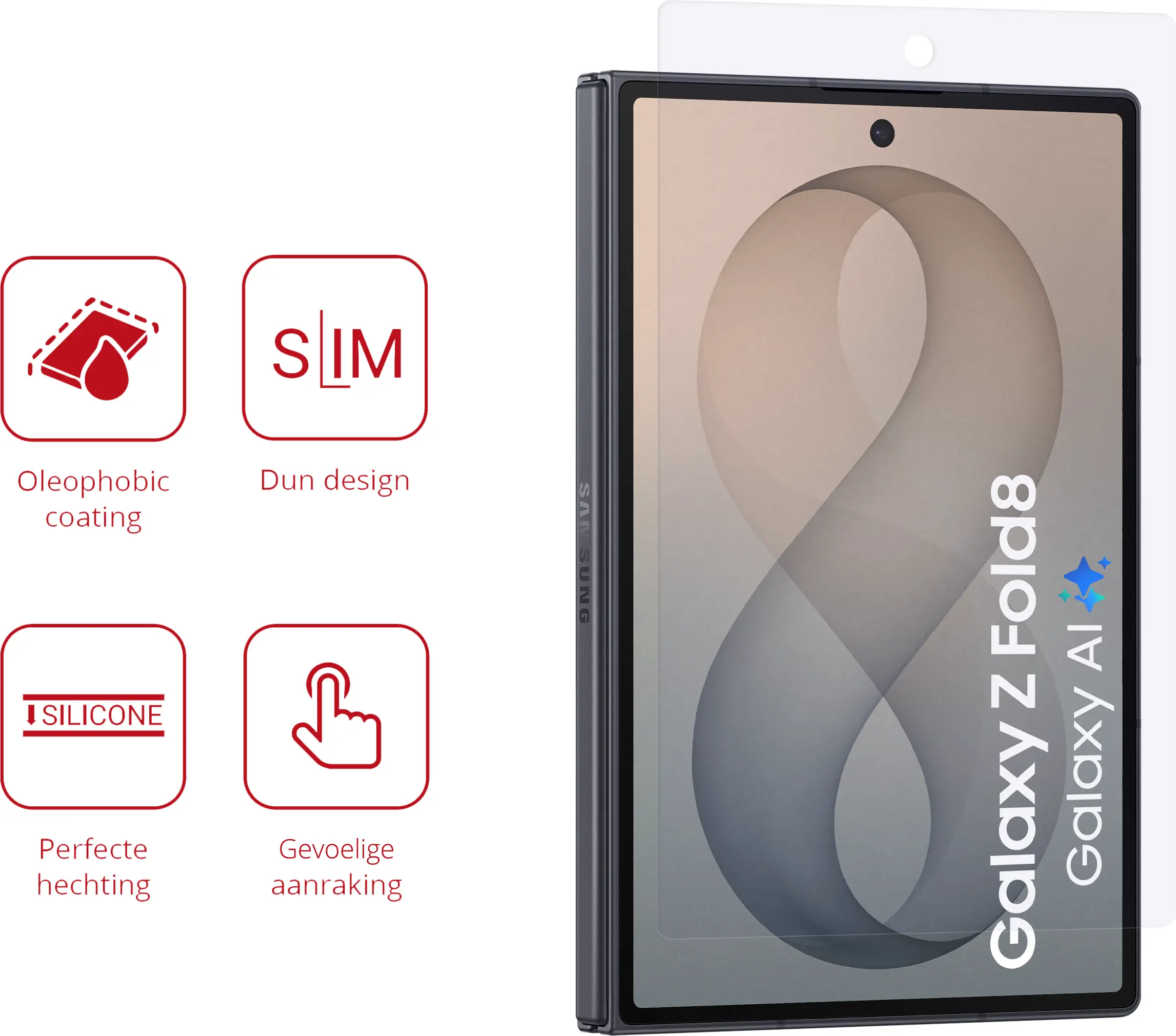 Rosso Samsung Galaxy Z Fold 8 Screen Protector Case Friendly Folie Duo Pack afbeelding 2