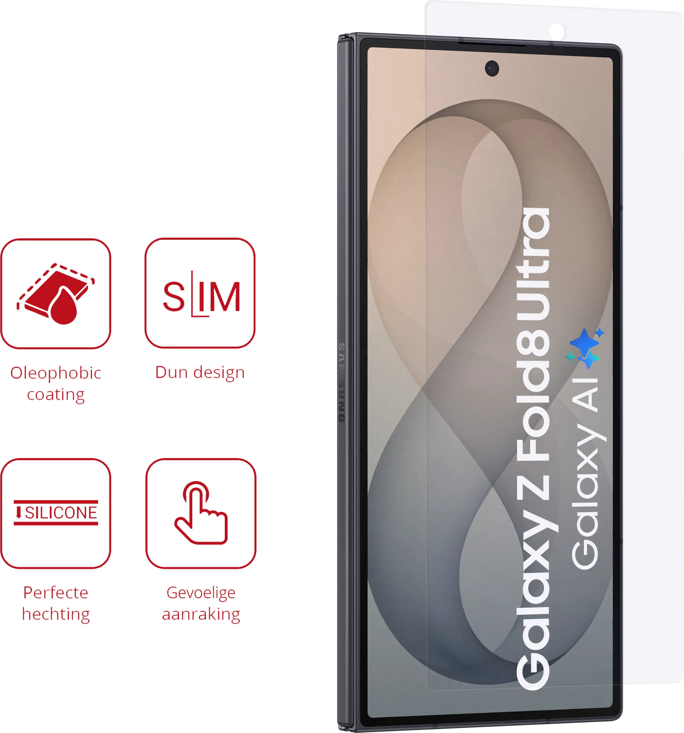 Rosso Samsung Z Fold 8 Ultra Screen Protector Case Friendly Folie Duo Pack afbeelding 2
