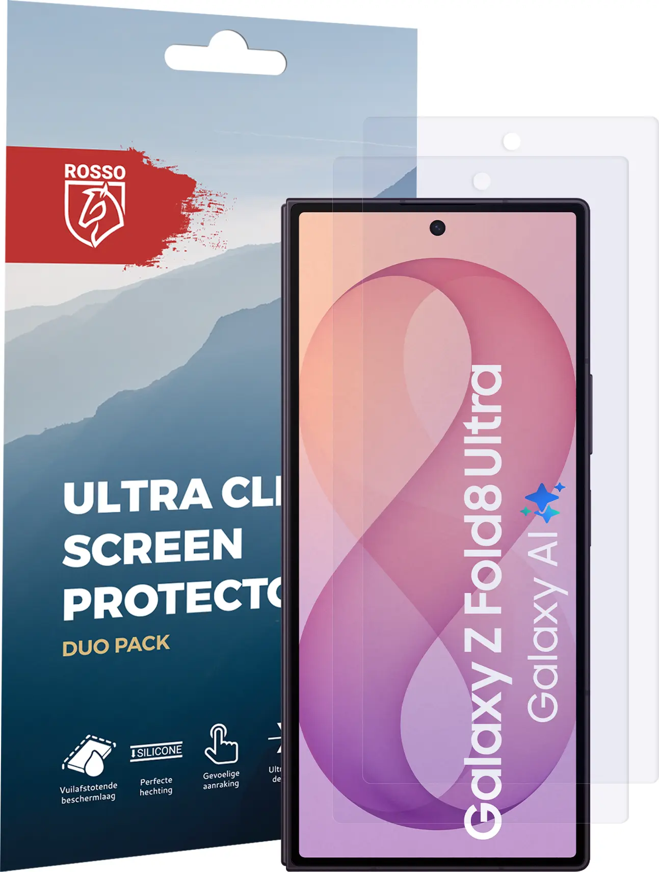 Rosso Samsung Z Fold 8 Ultra Screen Protector Case Friendly Folie Duo Pack afbeelding 1