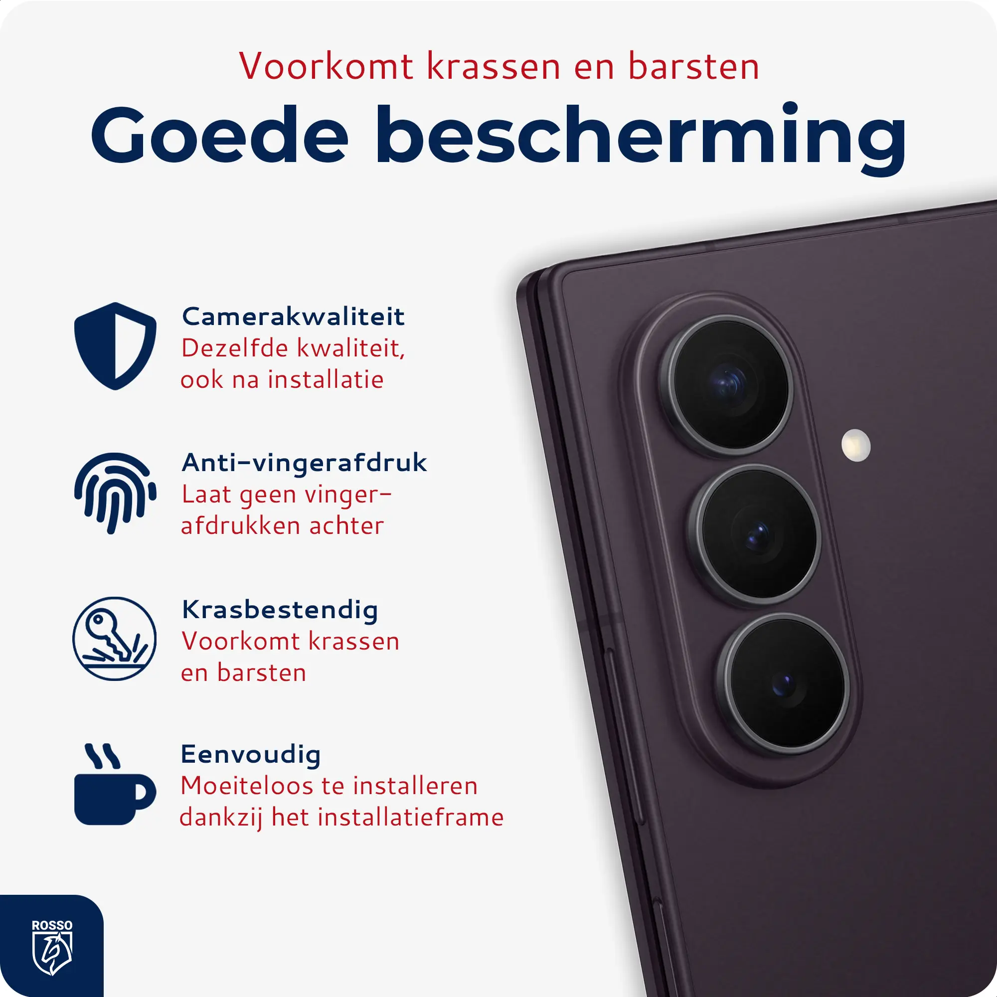 Rosso Samsung Galaxy Z Fold 8 Ultra Camera Frame Protector Zwart afbeelding 2