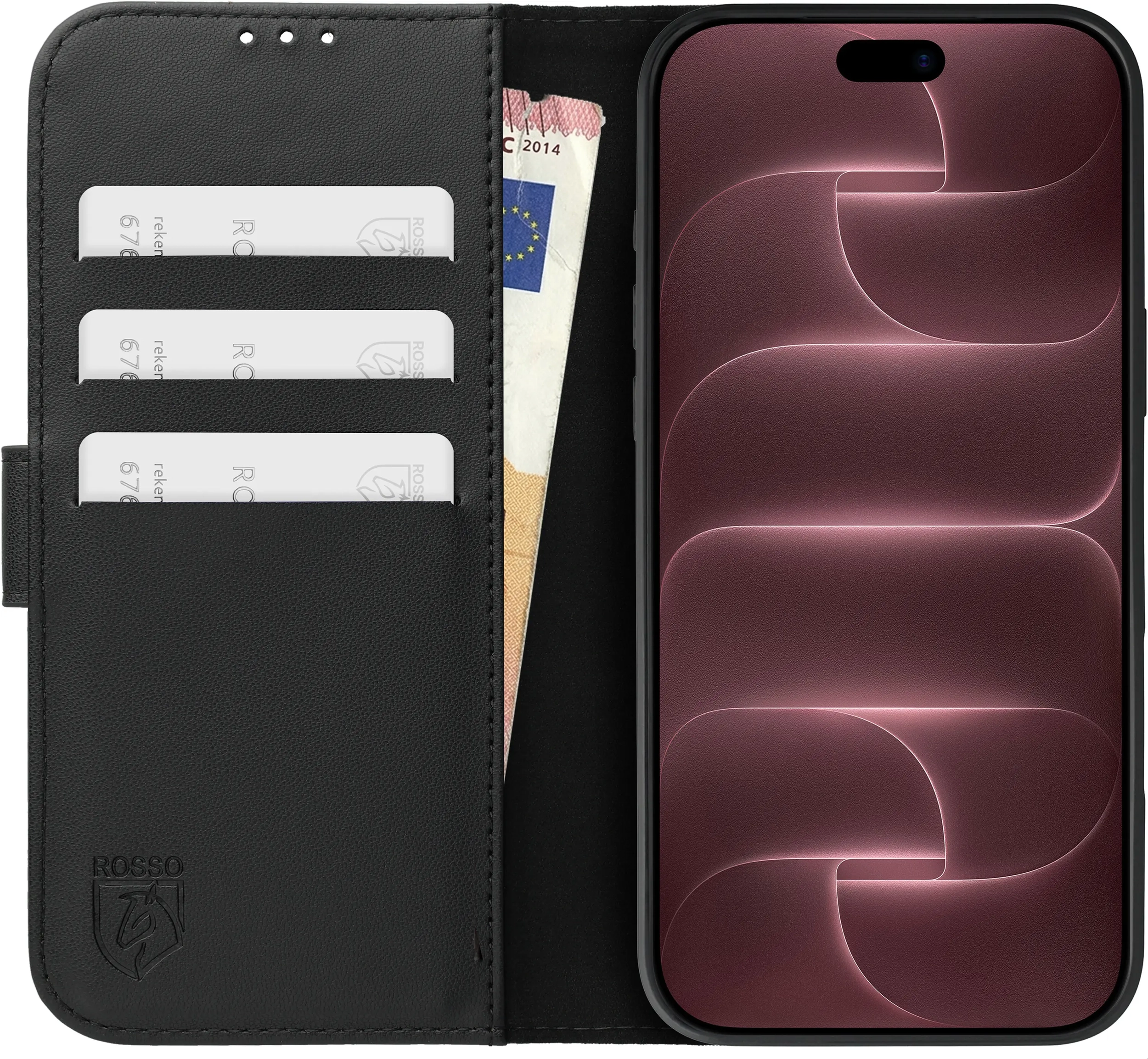 Rosso Element Modern Apple iPhone 18 Pro / 17 Pro Hoesje Book Case Zwart afbeelding 3