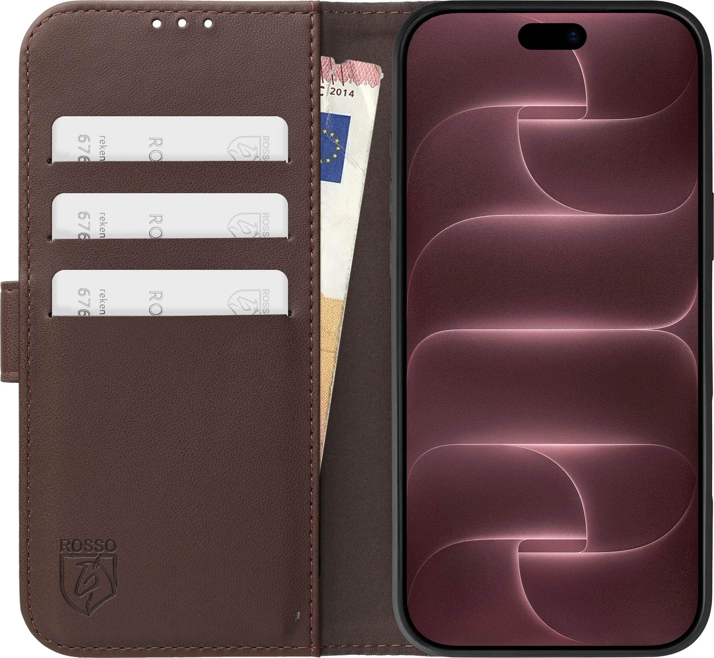 Rosso Element Modern Apple iPhone 18 Pro / 17 Pro Hoesje Book Case Bruin afbeelding 3
