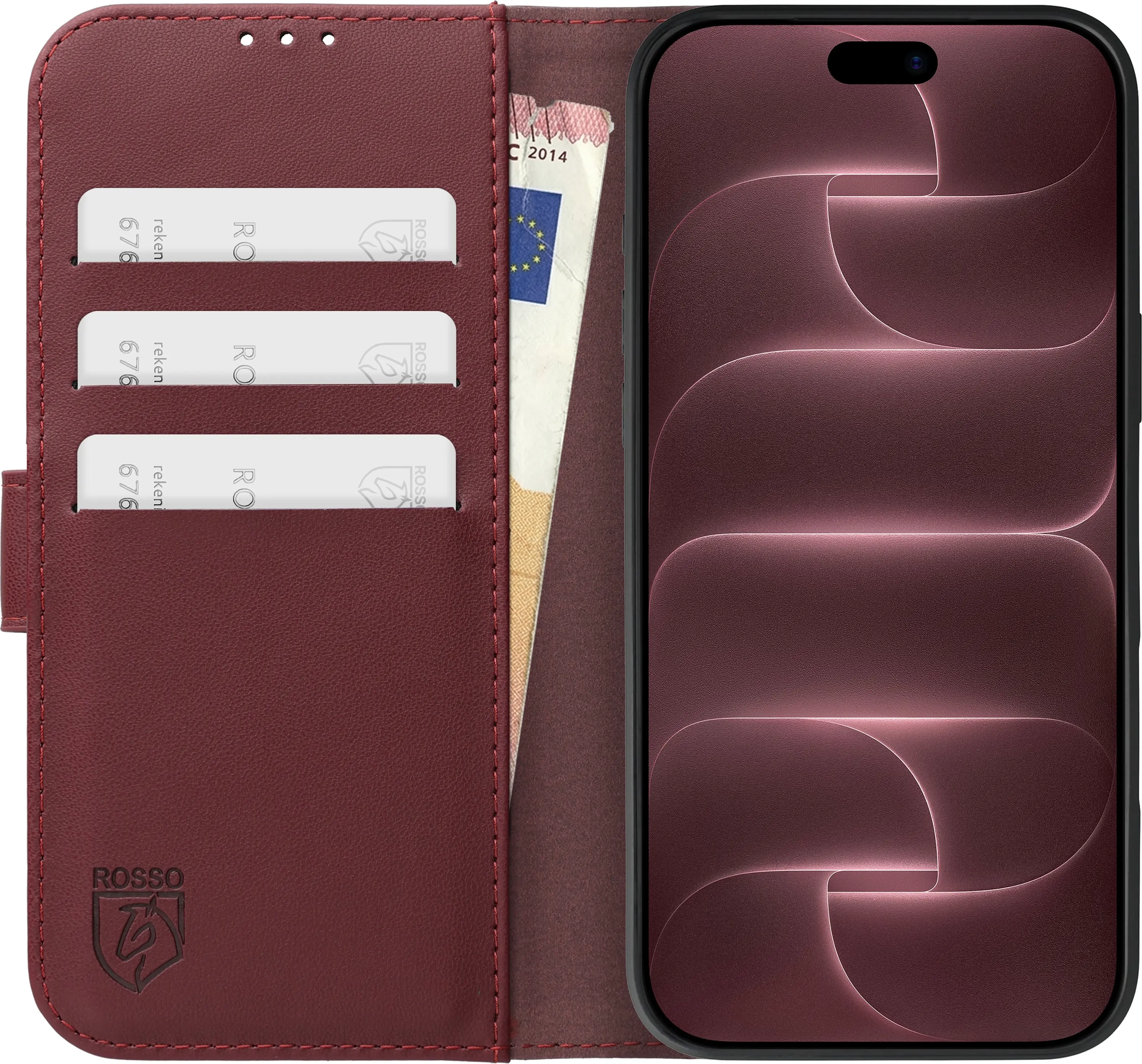 Rosso Element Modern Apple iPhone 18 Pro / 17 Pro Hoesje Book Case Burgundy afbeelding 3