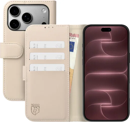 Rosso Element Modern Apple iPhone 18 Pro / 17 Pro Hoesje Book Case Beige afbeelding 1
