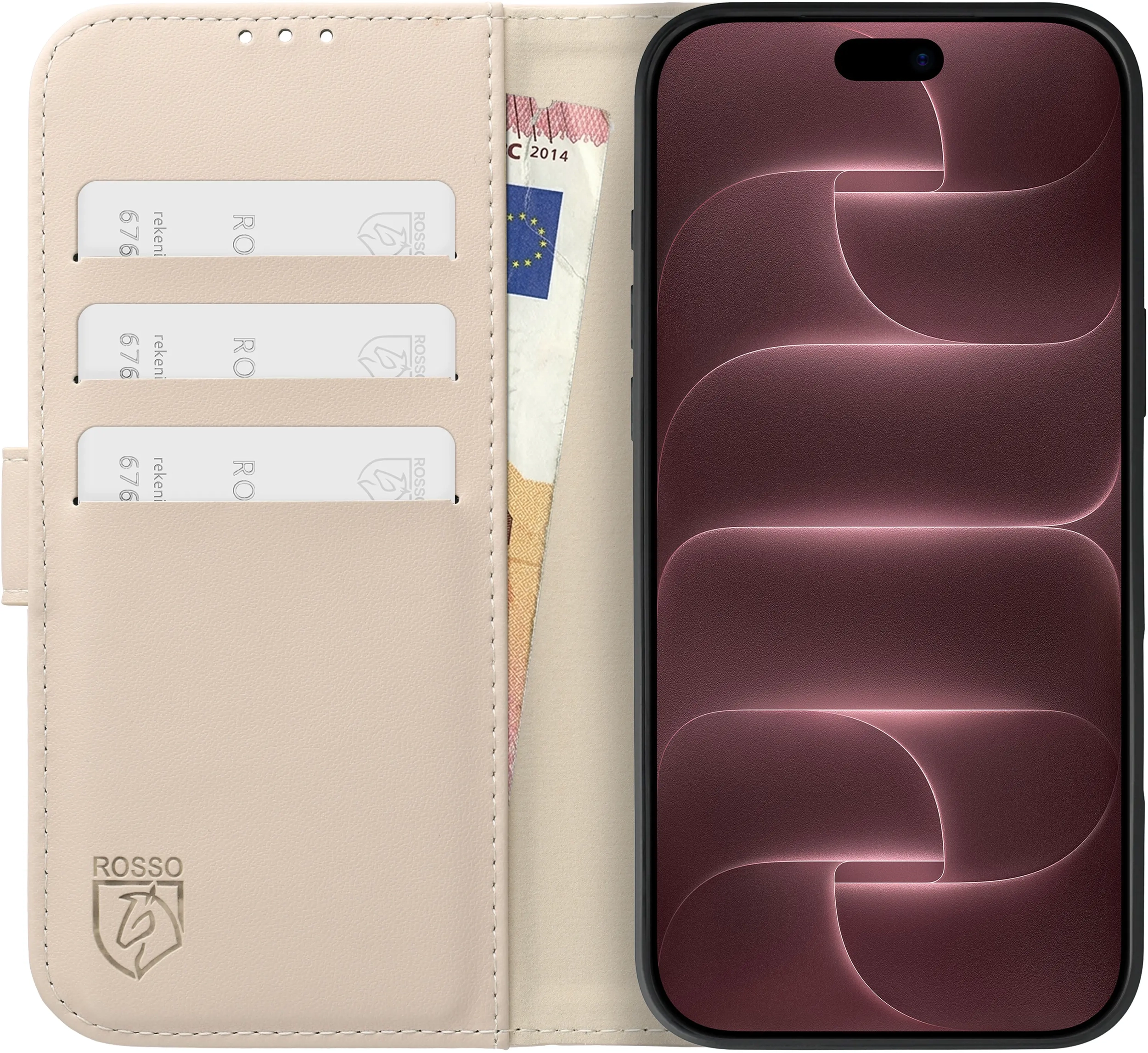 Rosso Element Modern Apple iPhone 18 Pro / 17 Pro Hoesje Book Case Beige afbeelding 3