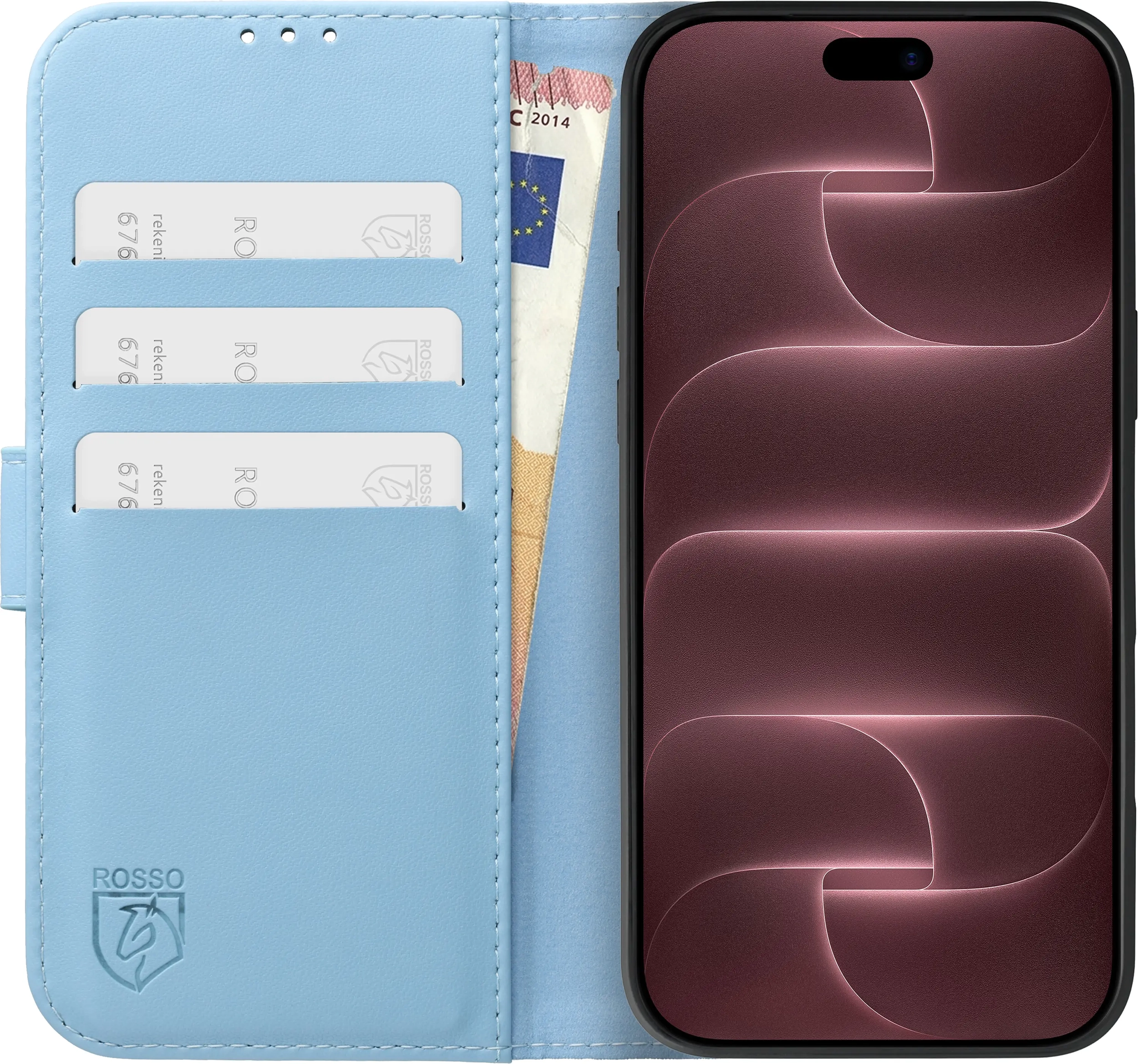 Rosso Element Modern Apple iPhone 18 Pro / 17 Pro Hoesje Book Case Licht Blauw afbeelding 3