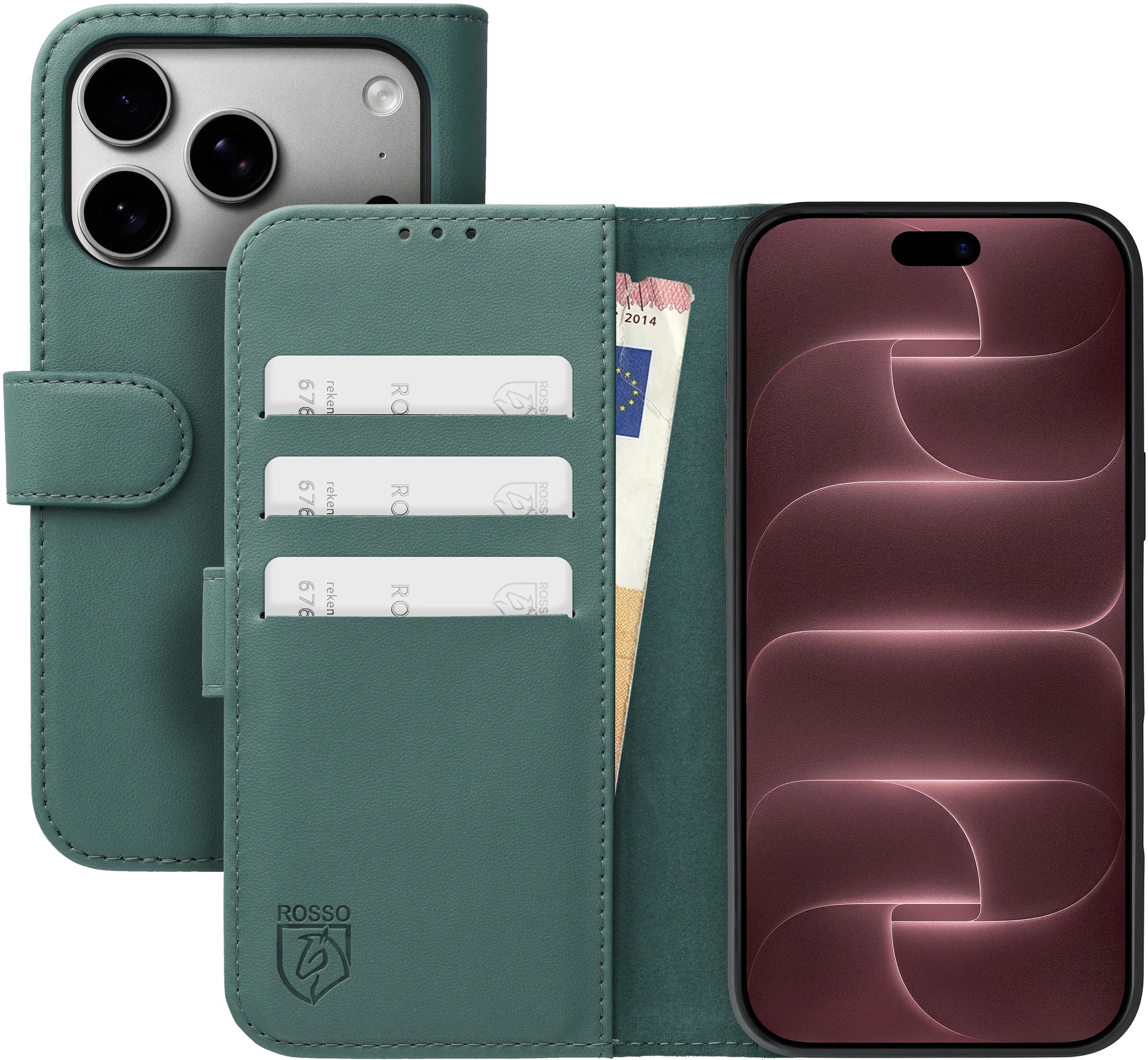 Rosso Element Modern Apple iPhone 18 Pro / 17 Pro Hoesje Book Case Licht Groen afbeelding 1