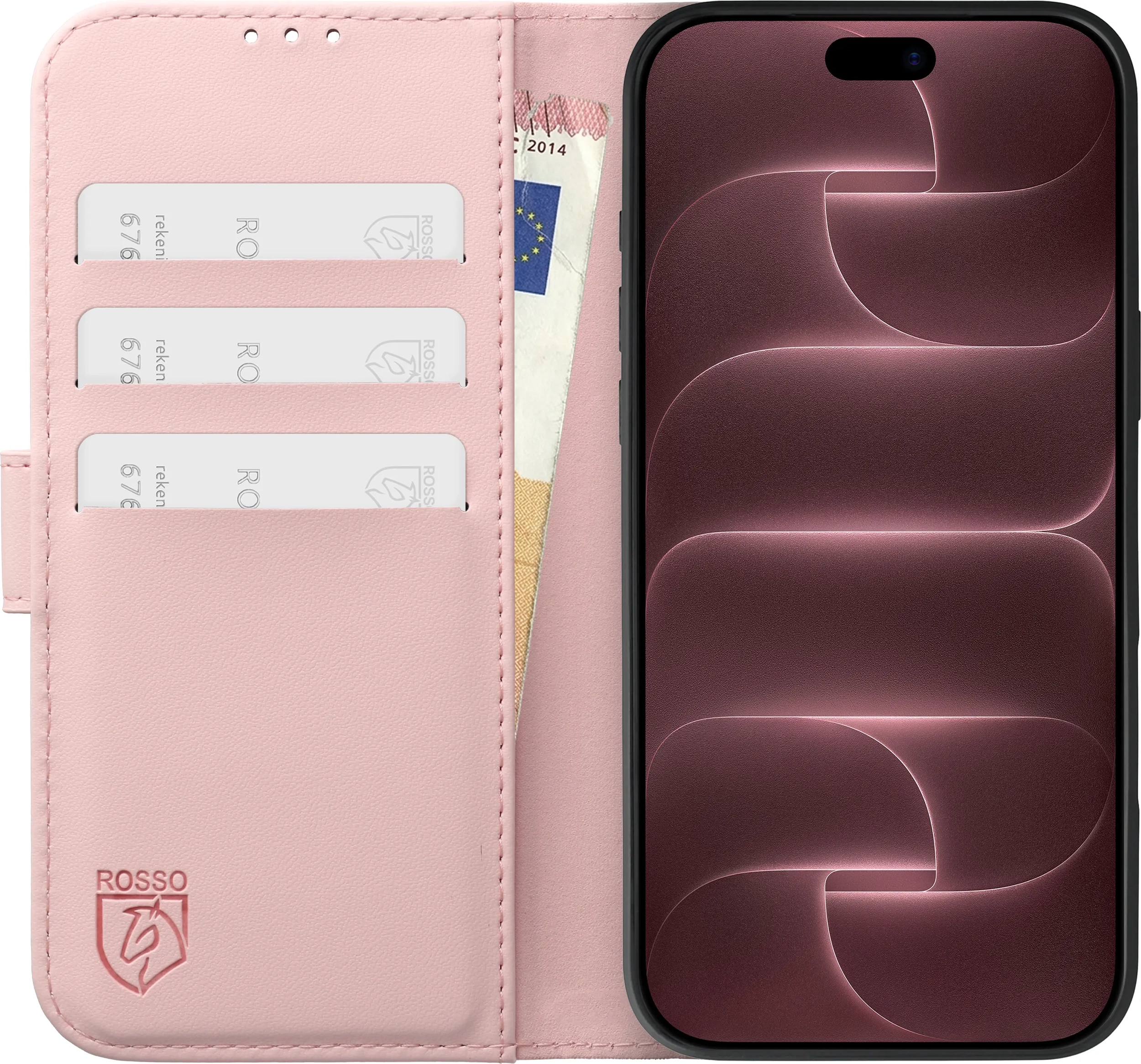 Rosso Element Modern Apple iPhone 18 Pro / 17 Pro Hoesje Book Case Roze afbeelding 3
