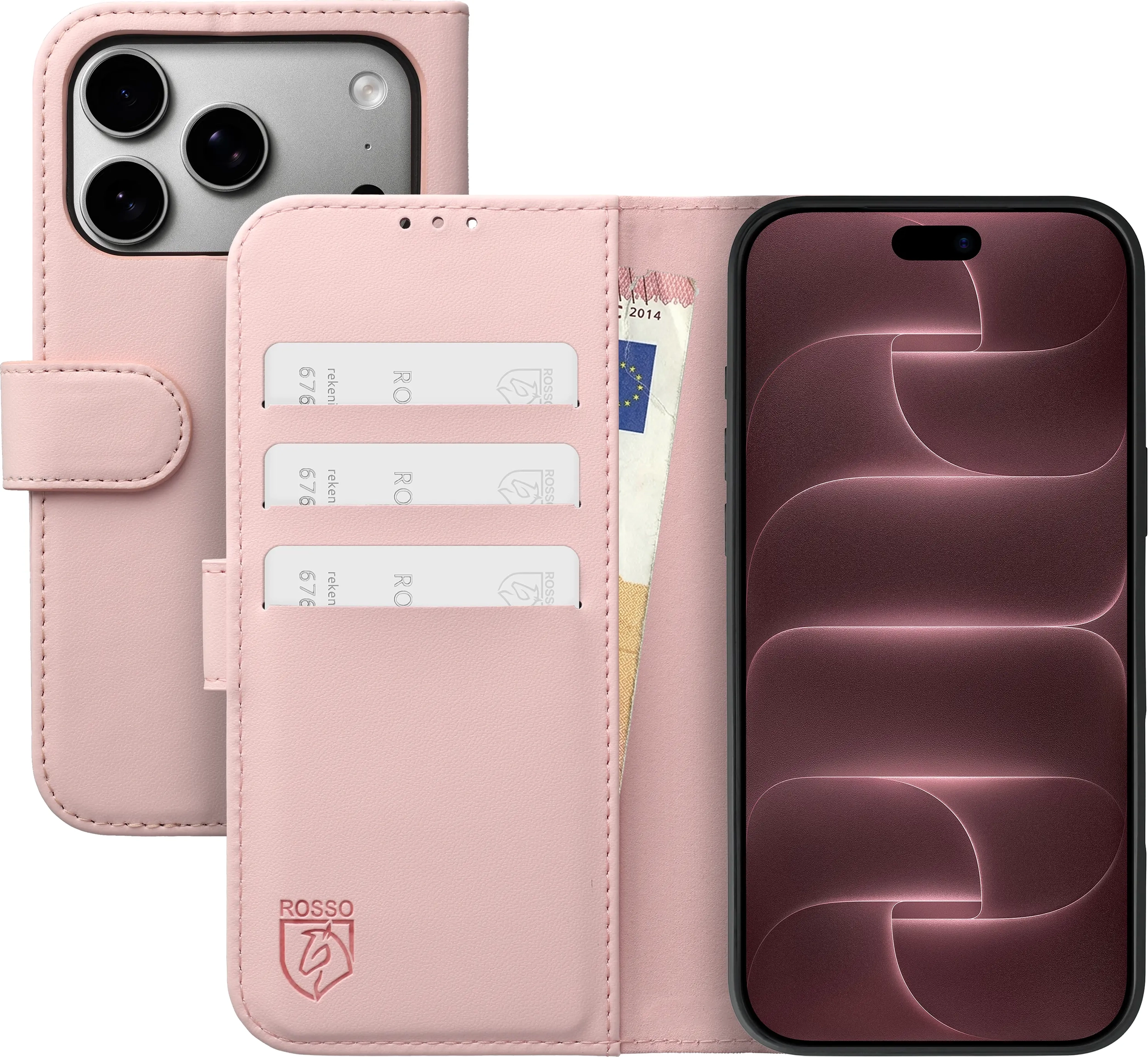 Rosso Element Modern Apple iPhone 18 Pro / 17 Pro Hoesje Book Case Roze afbeelding 1