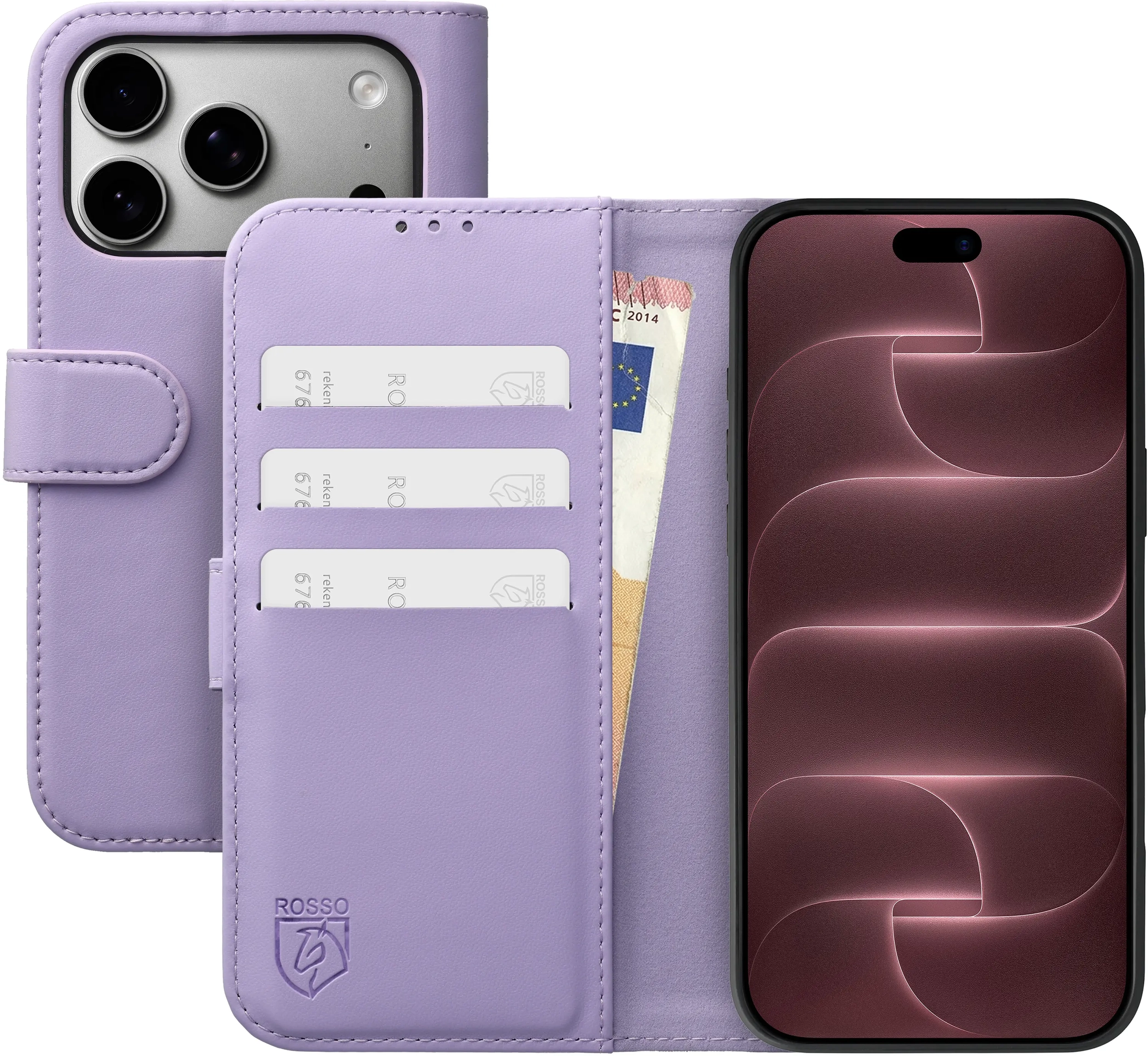 Rosso Element Modern Apple iPhone 18 Pro / 17 Pro Hoesje Book Case Paars afbeelding 1