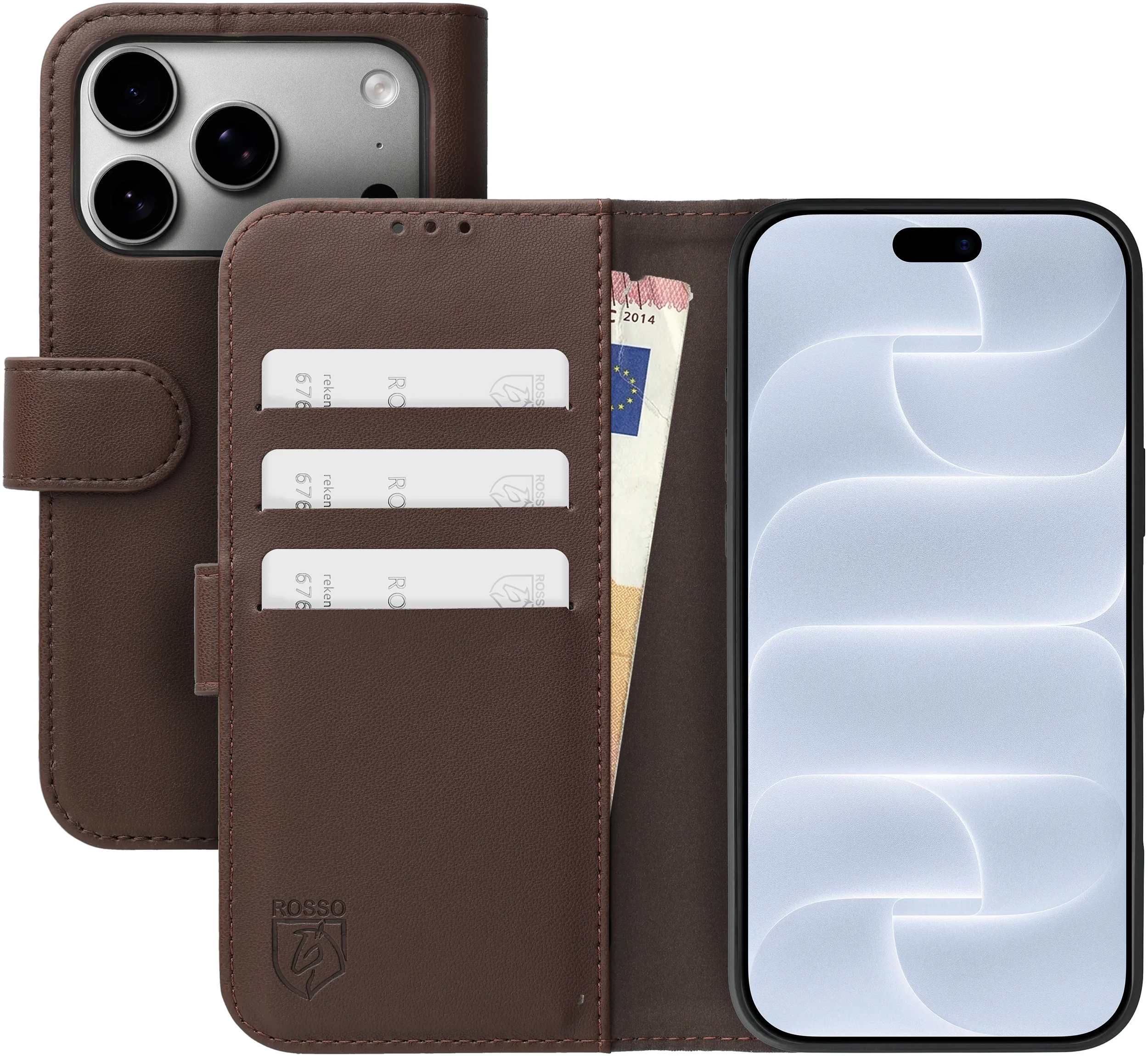 Rosso Element Modern iPhone 18 Pro Max / 17 Pro Max Hoesje Book Case Bruin afbeelding 1